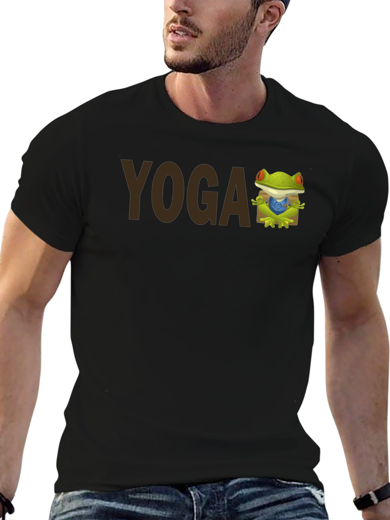 Yoga Frog Graphic Tee - Mens Black T-Shirt