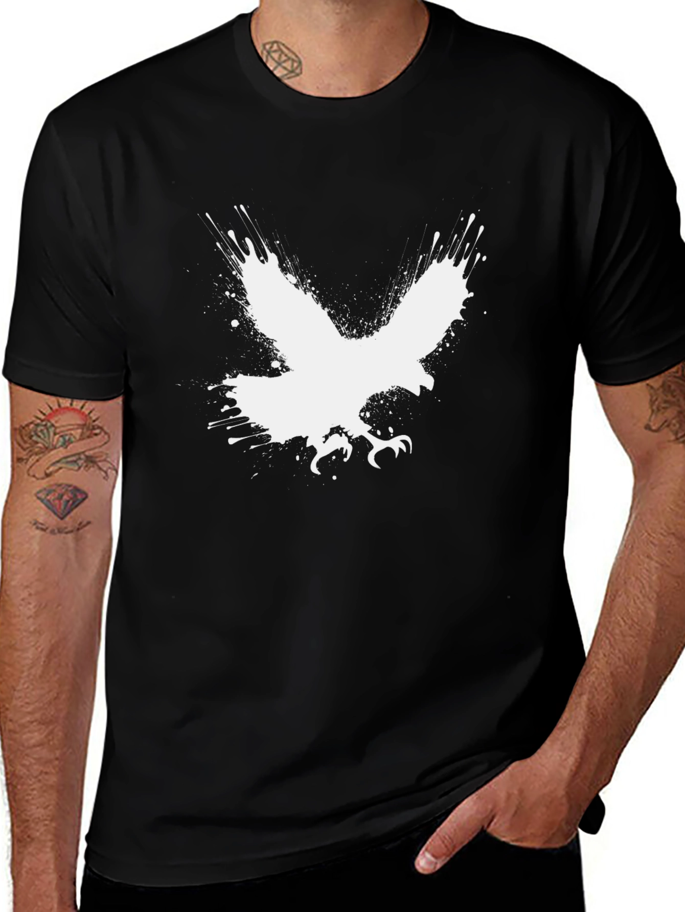 Eagle Splash Graphic Tee - Mens Black T-Shirt