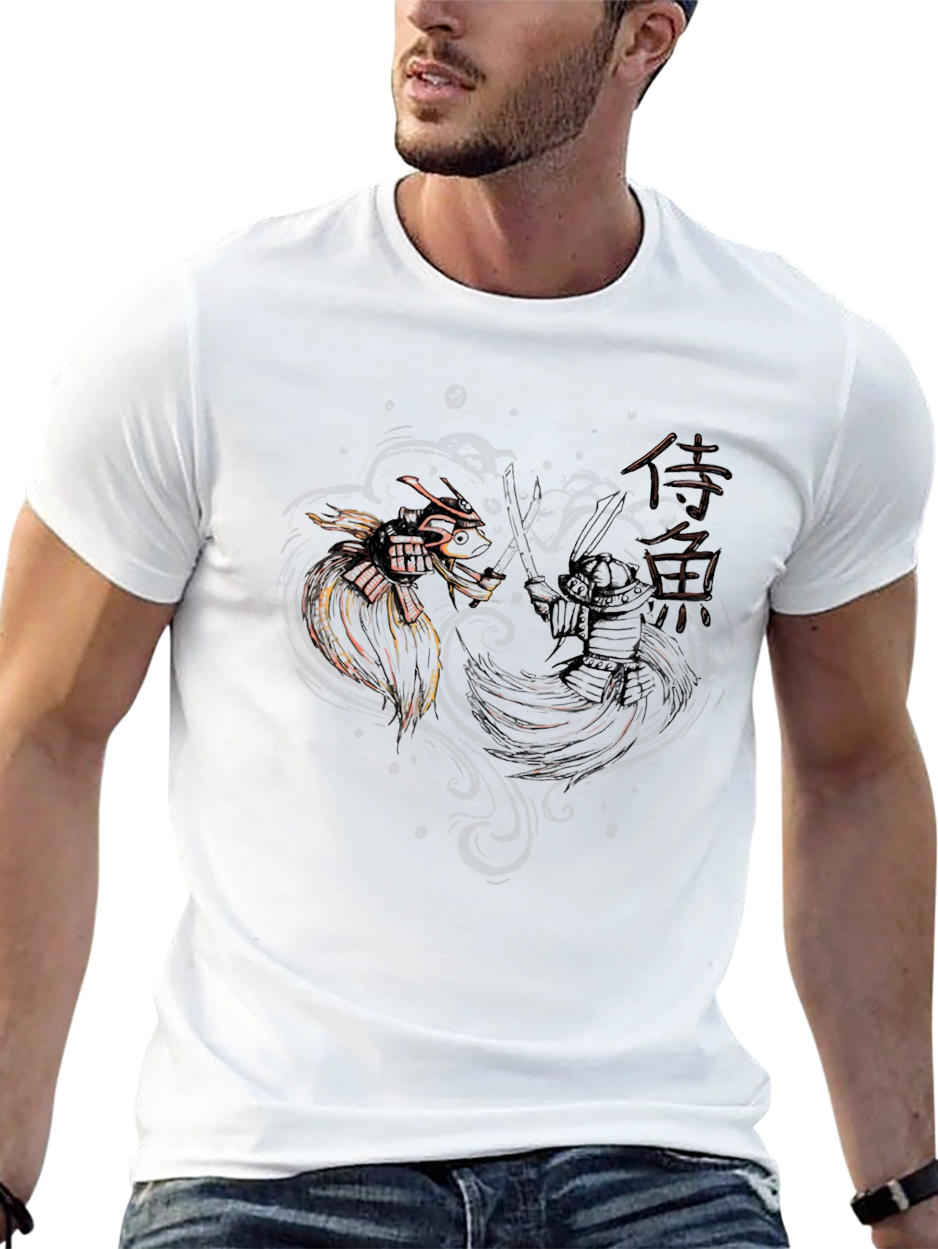 Samurai vs Dragon Graphic Black T-Shirt