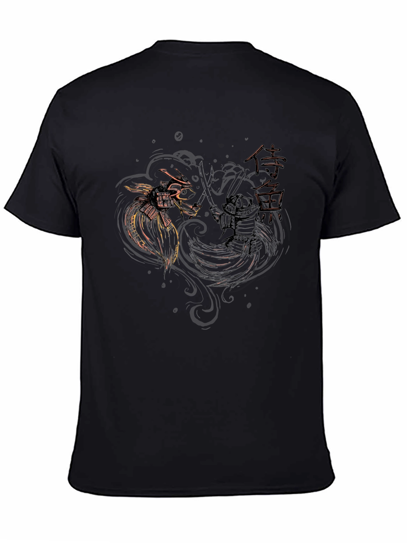 Samurai vs Dragon Graphic Black T-Shirt