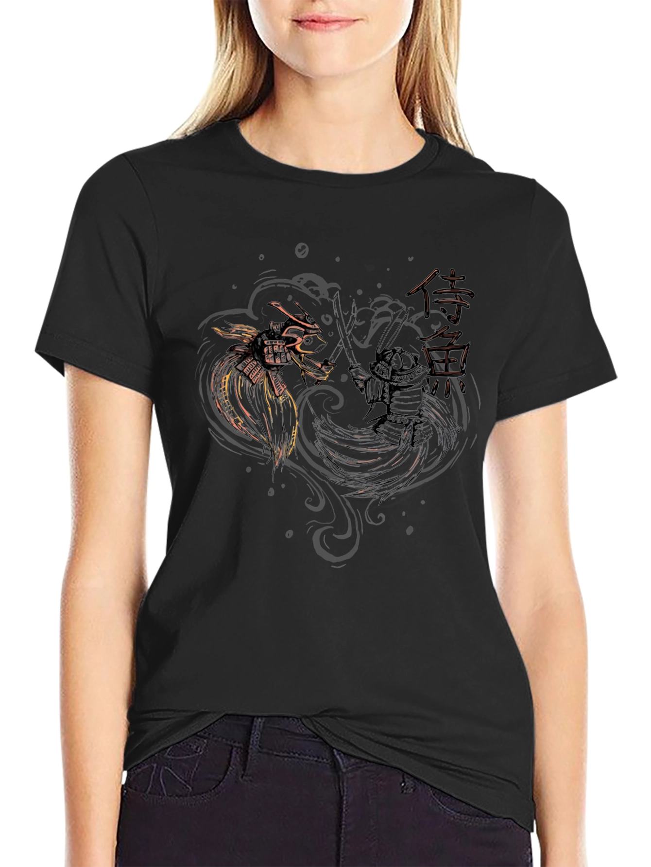 Samurai vs Dragon Graphic Black T-Shirt