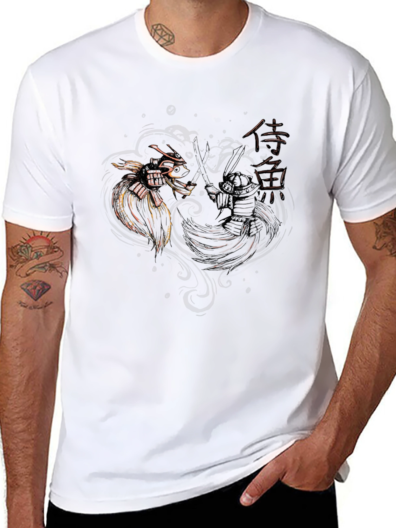 Samurai vs Dragon Graphic Black T-Shirt