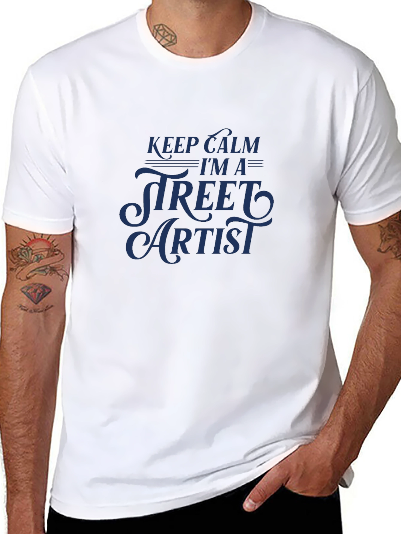 Keep Calm Street Artist T-Shirt - Black Crew Neck