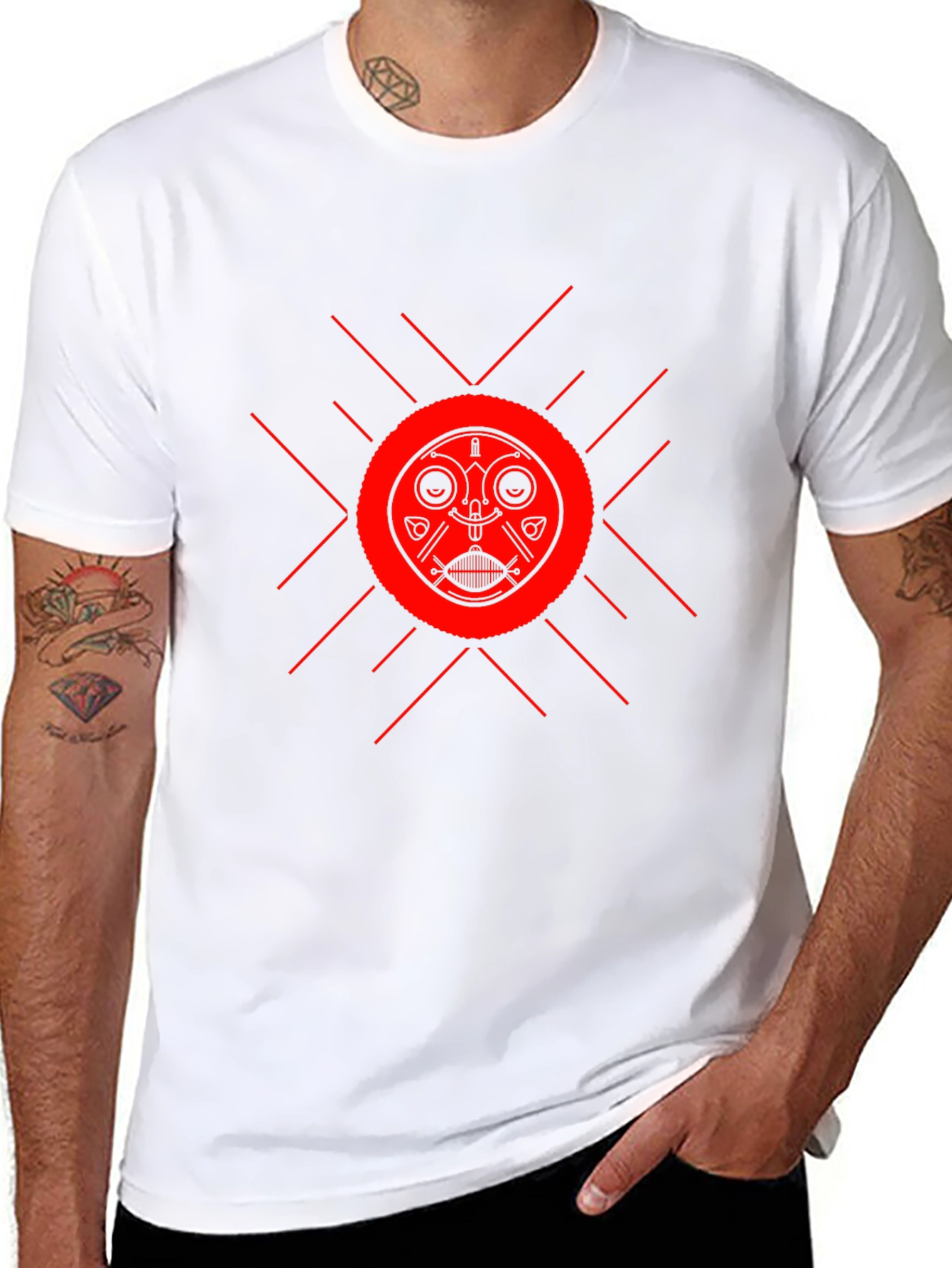 Unique Graphic Tee - Red Sun Design