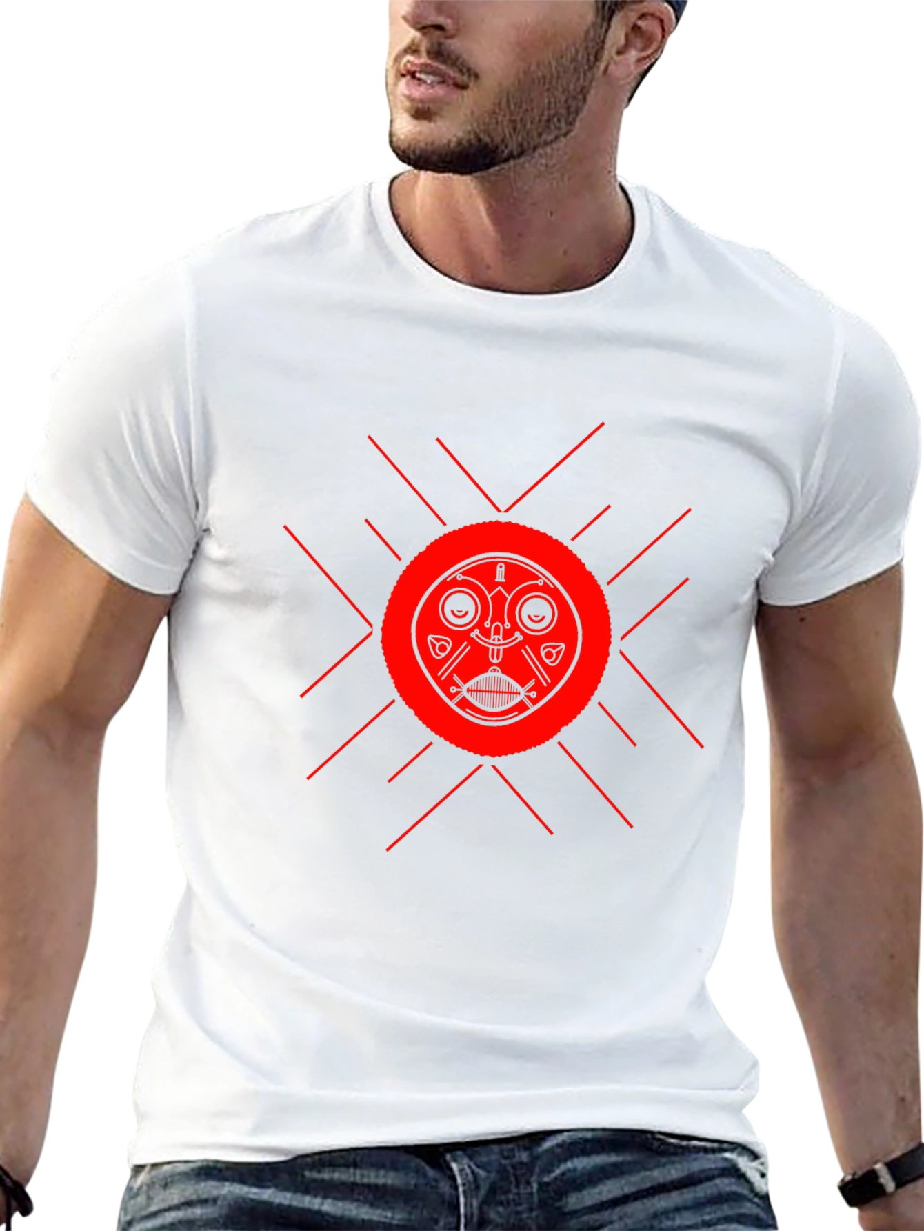 Unique Graphic Tee - Red Sun Design