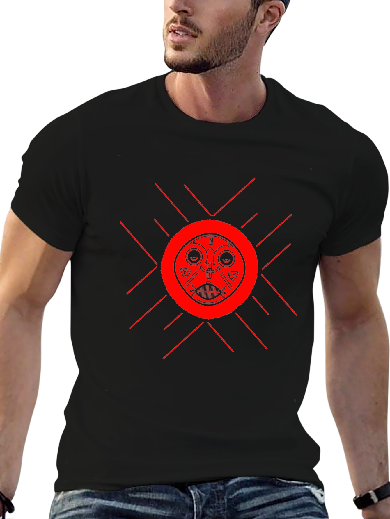 Unique Graphic Tee - Red Sun Design