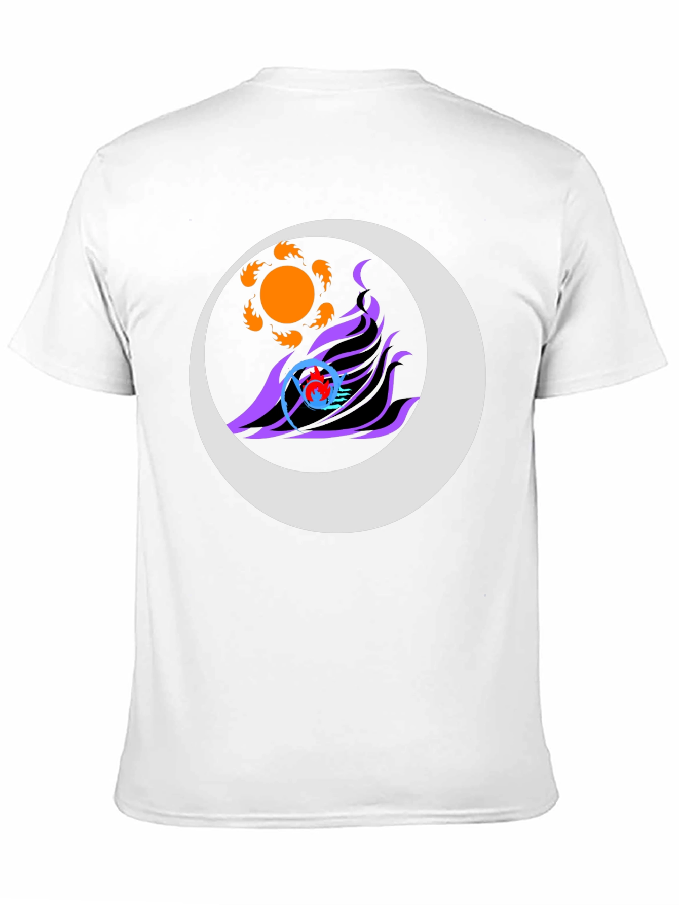 Abstract Sun & Moon Graphic Tee - Black