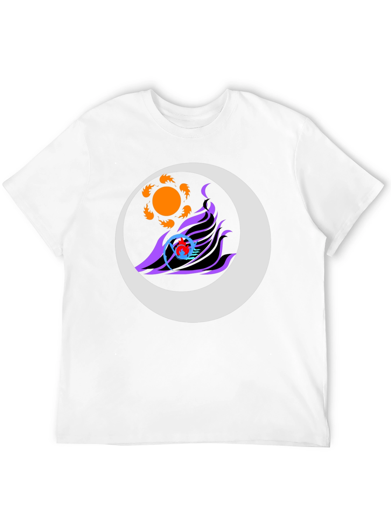 Abstract Sun & Moon Graphic Tee - Black