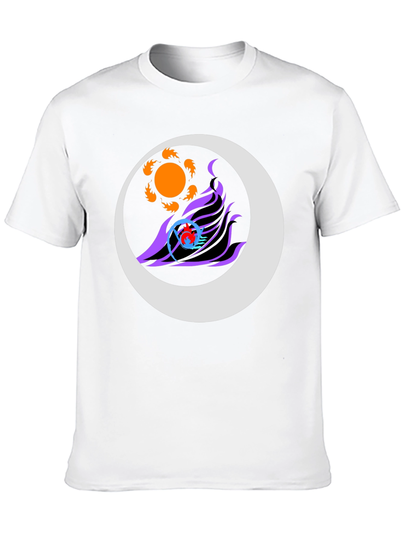 Abstract Sun & Moon Graphic Tee - Black