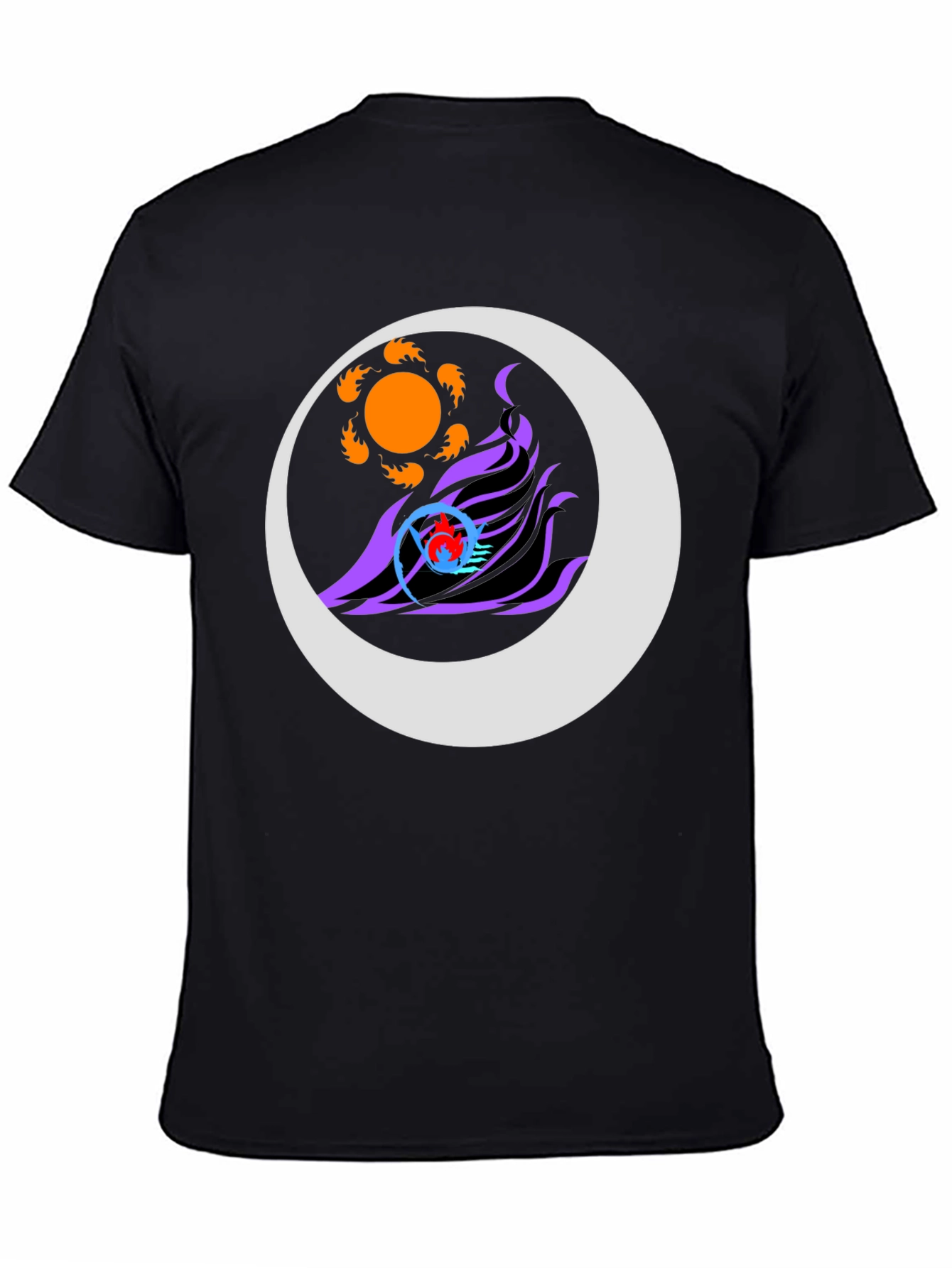 Abstract Sun & Moon Graphic Tee - Black
