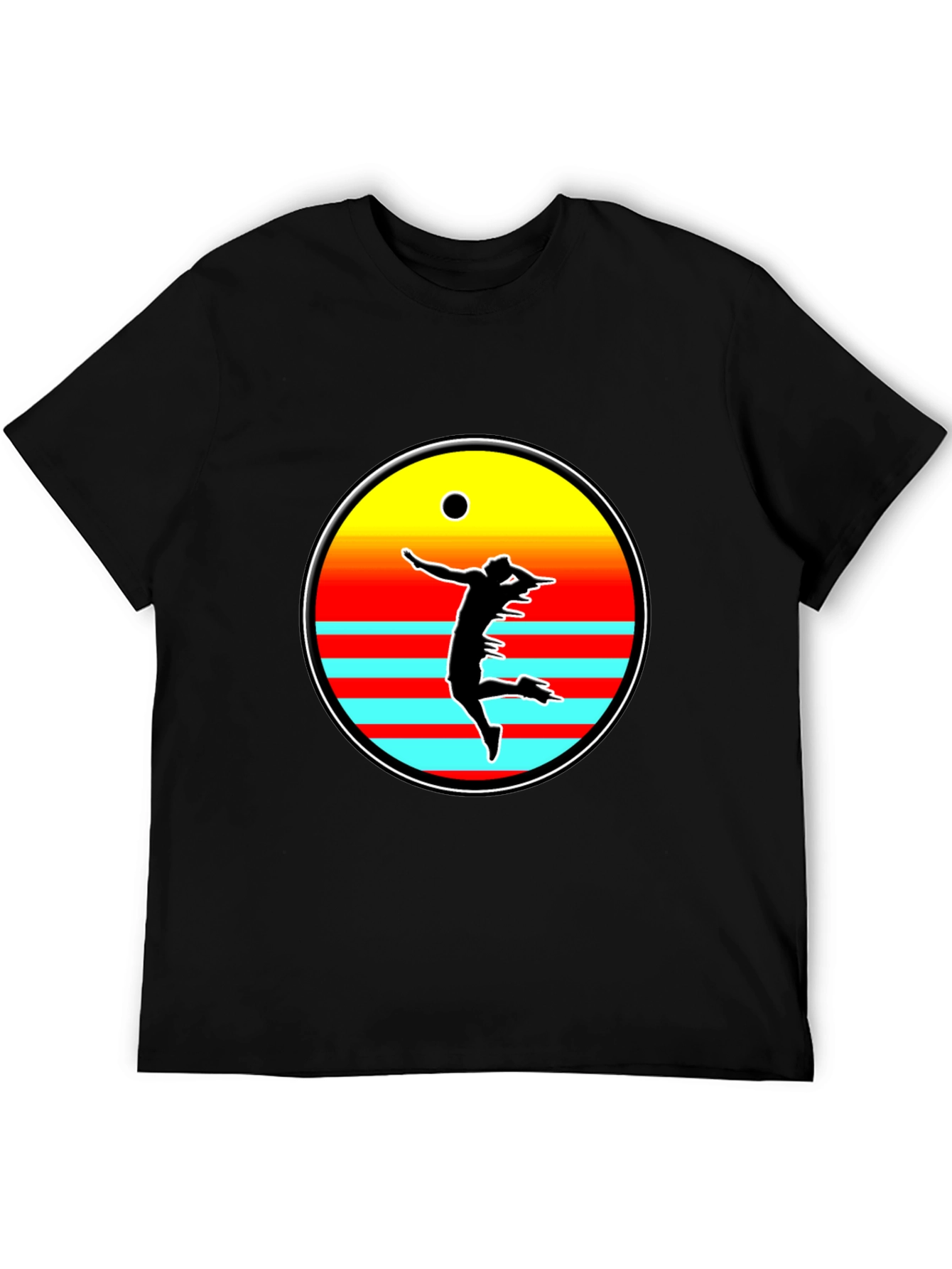 Retro Sunset Volleyball Player T-Shirt