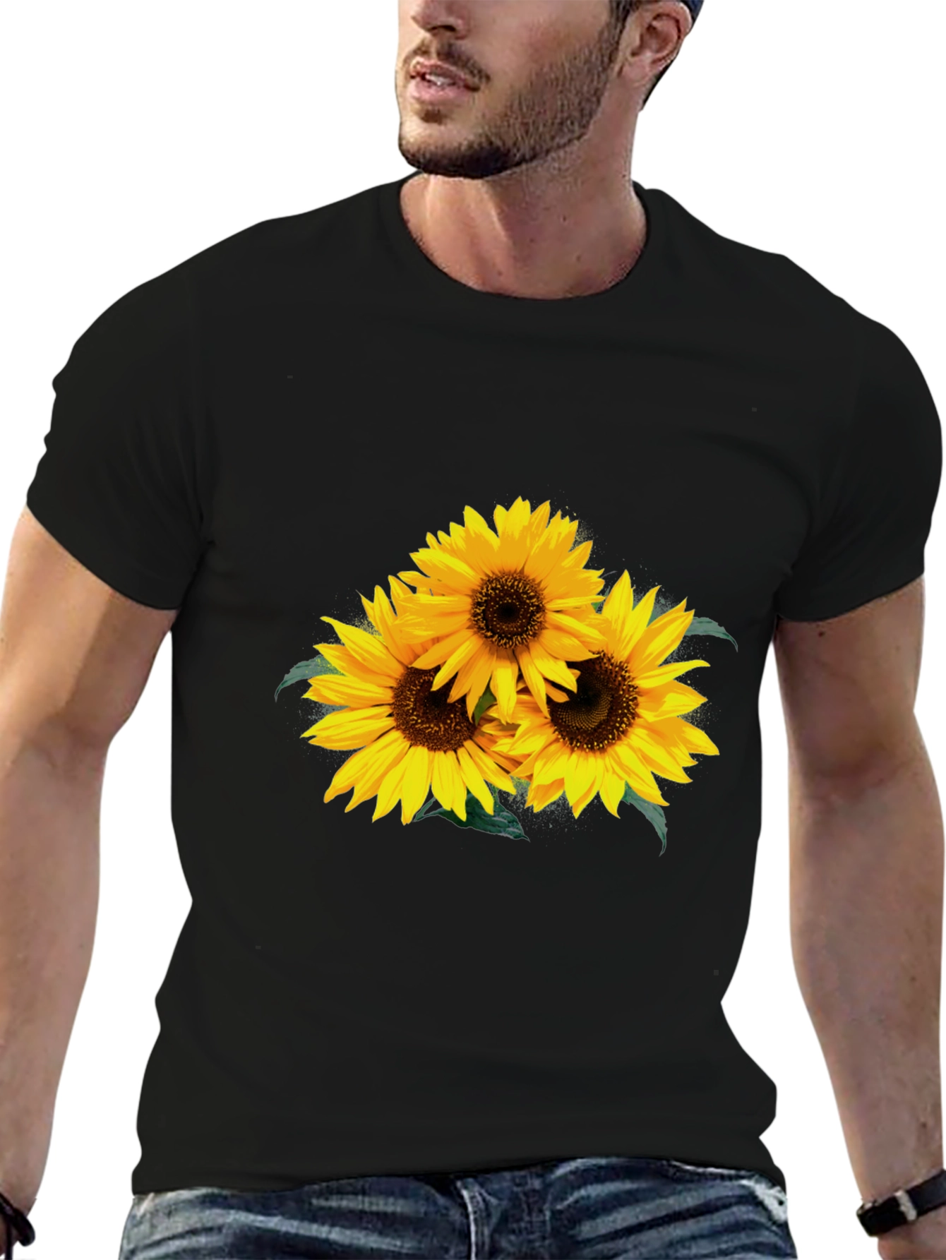 Sunflower Graphic Tee - Stylish Black T-Shirt