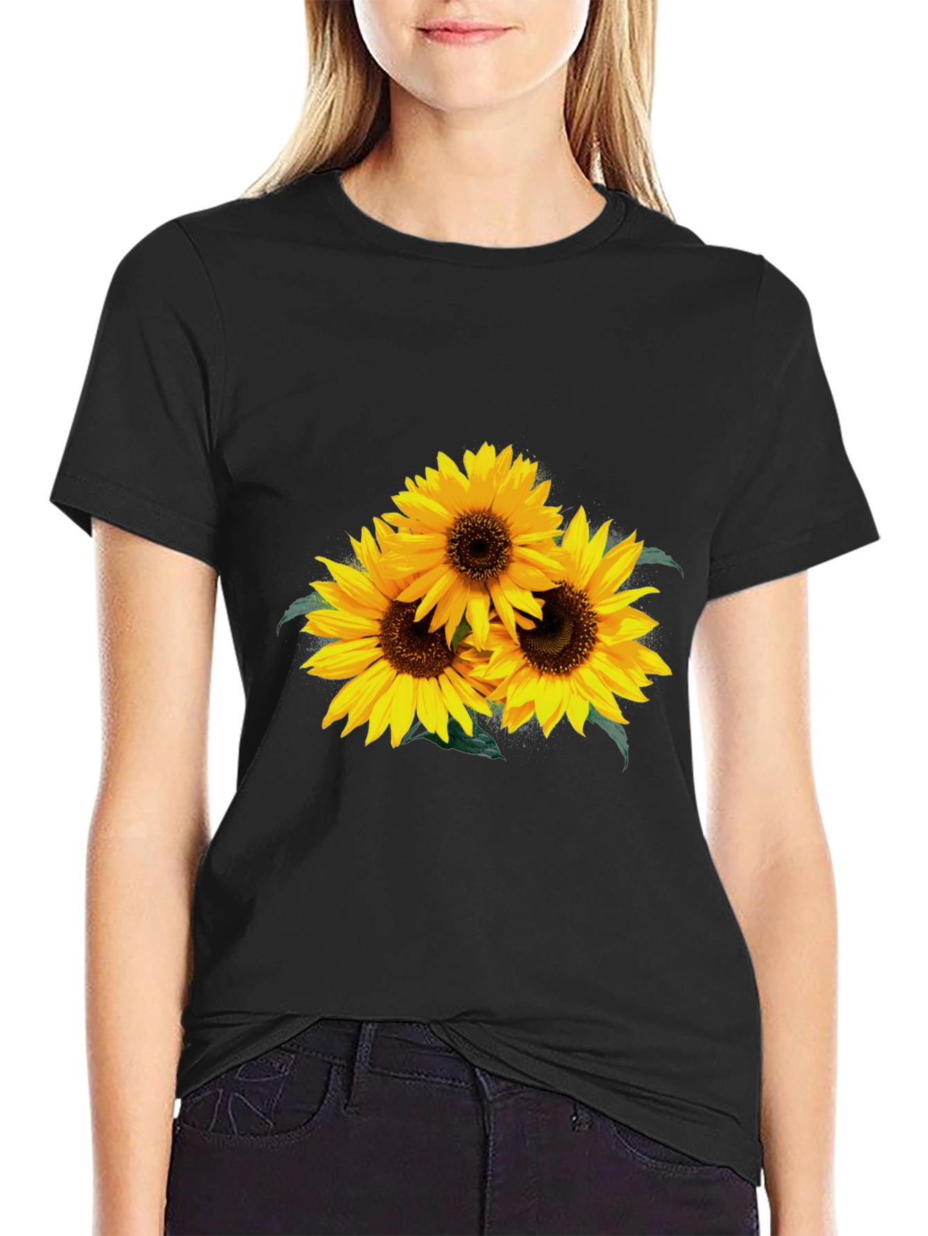 Sunflower Graphic Tee - Stylish Black T-Shirt