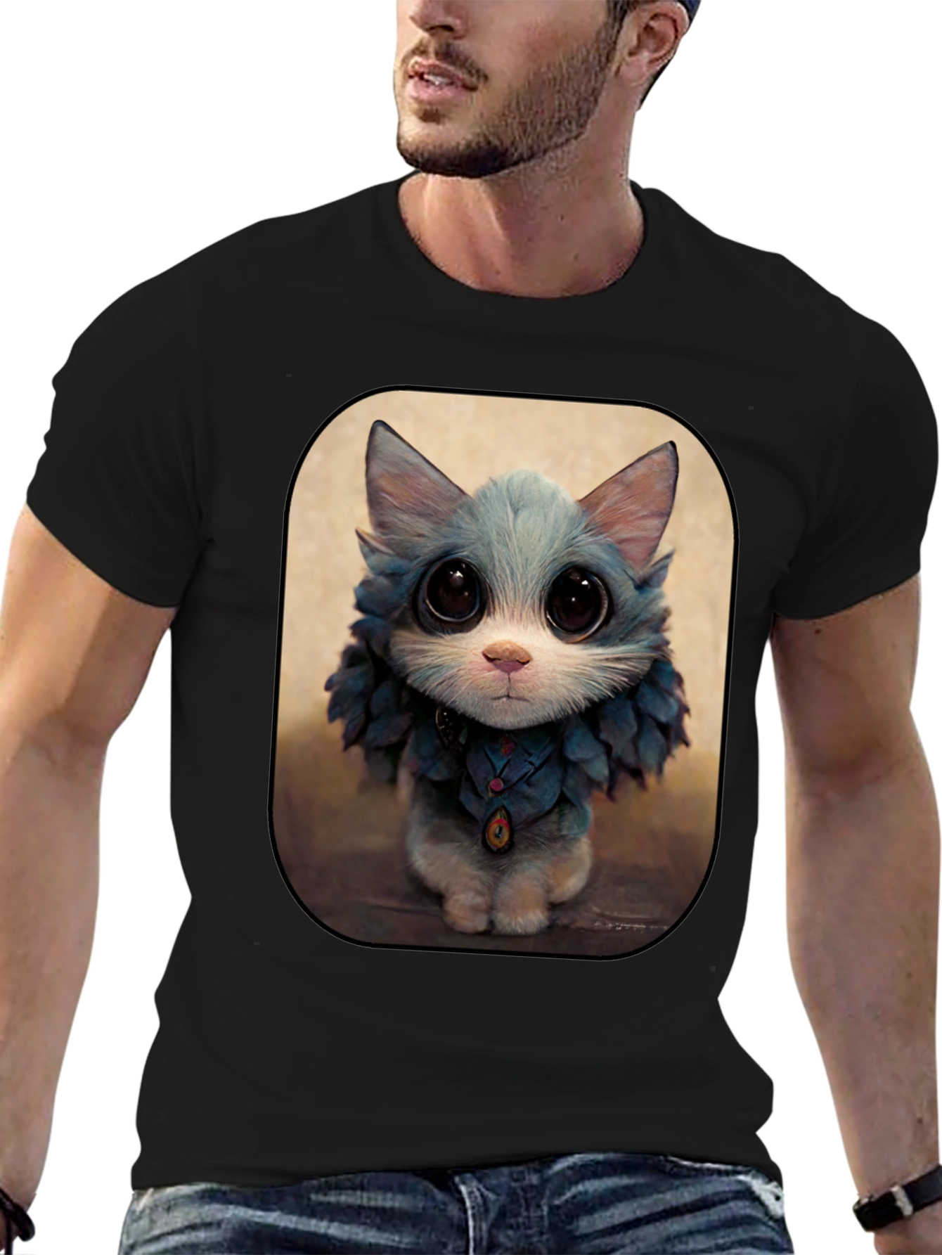 Cute Cat Art Print Graphic Tee