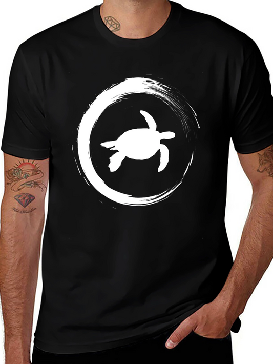 Sea Turtle Zen Circle Black T-Shirt