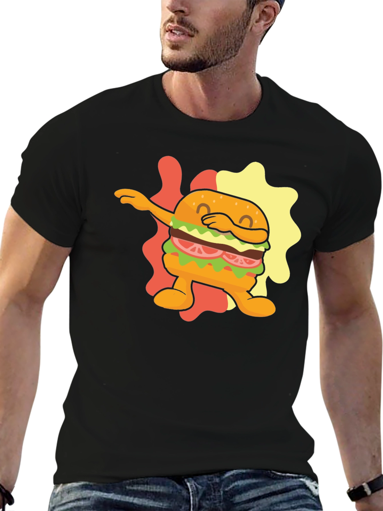 Dabbing Burger Graphic Tee - Novelty Food T-Shirt