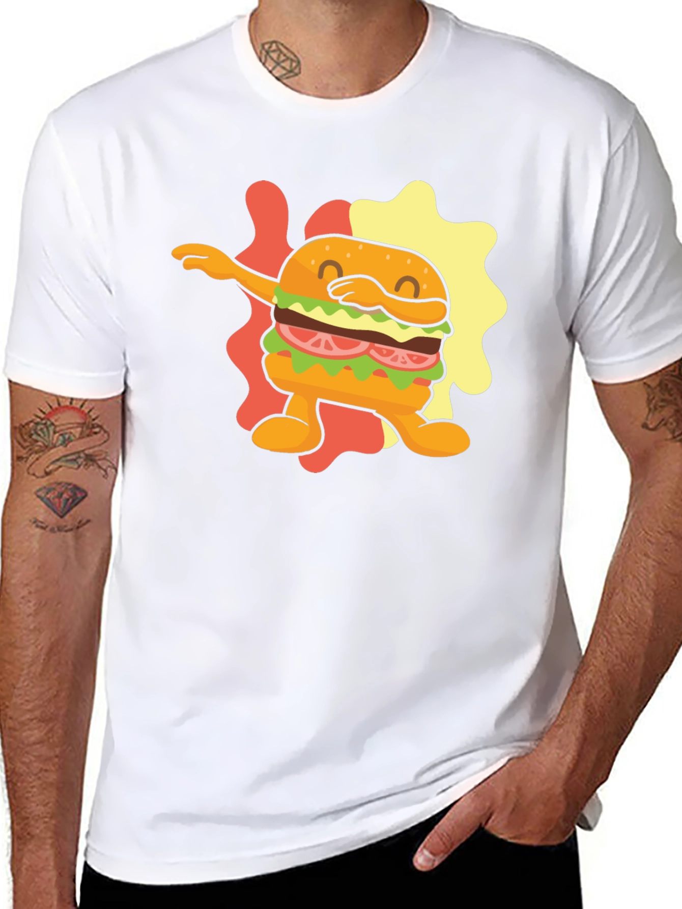 Dabbing Burger Graphic Tee - Novelty Food T-Shirt