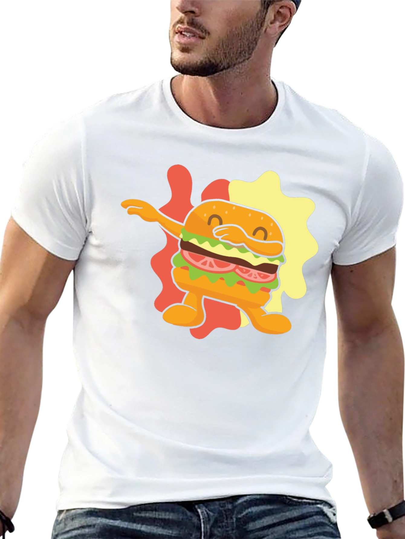 Dabbing Burger Graphic Tee - Novelty Food T-Shirt