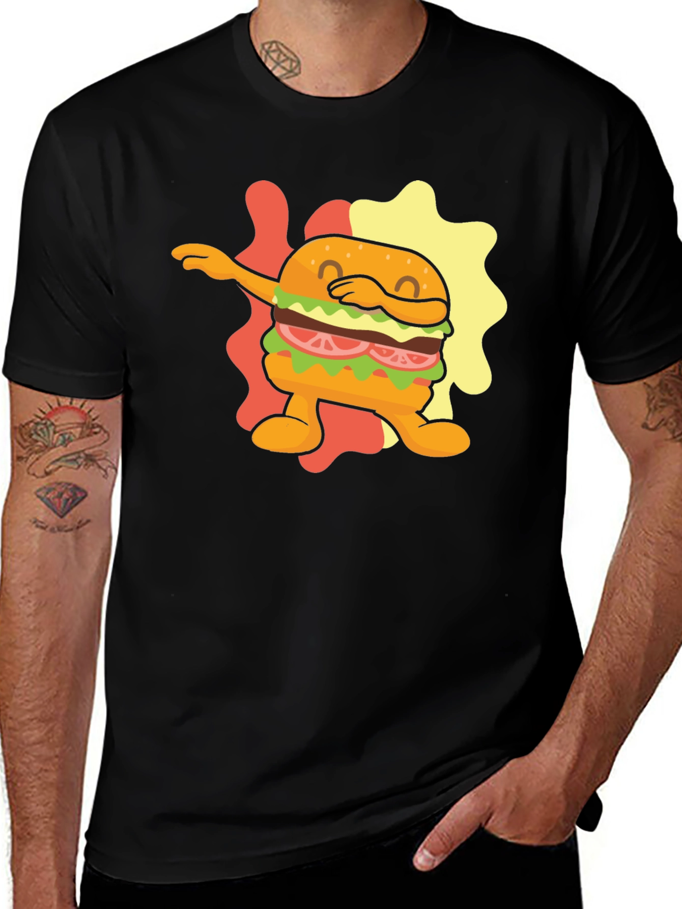 Dabbing Burger Graphic Tee - Novelty Food T-Shirt