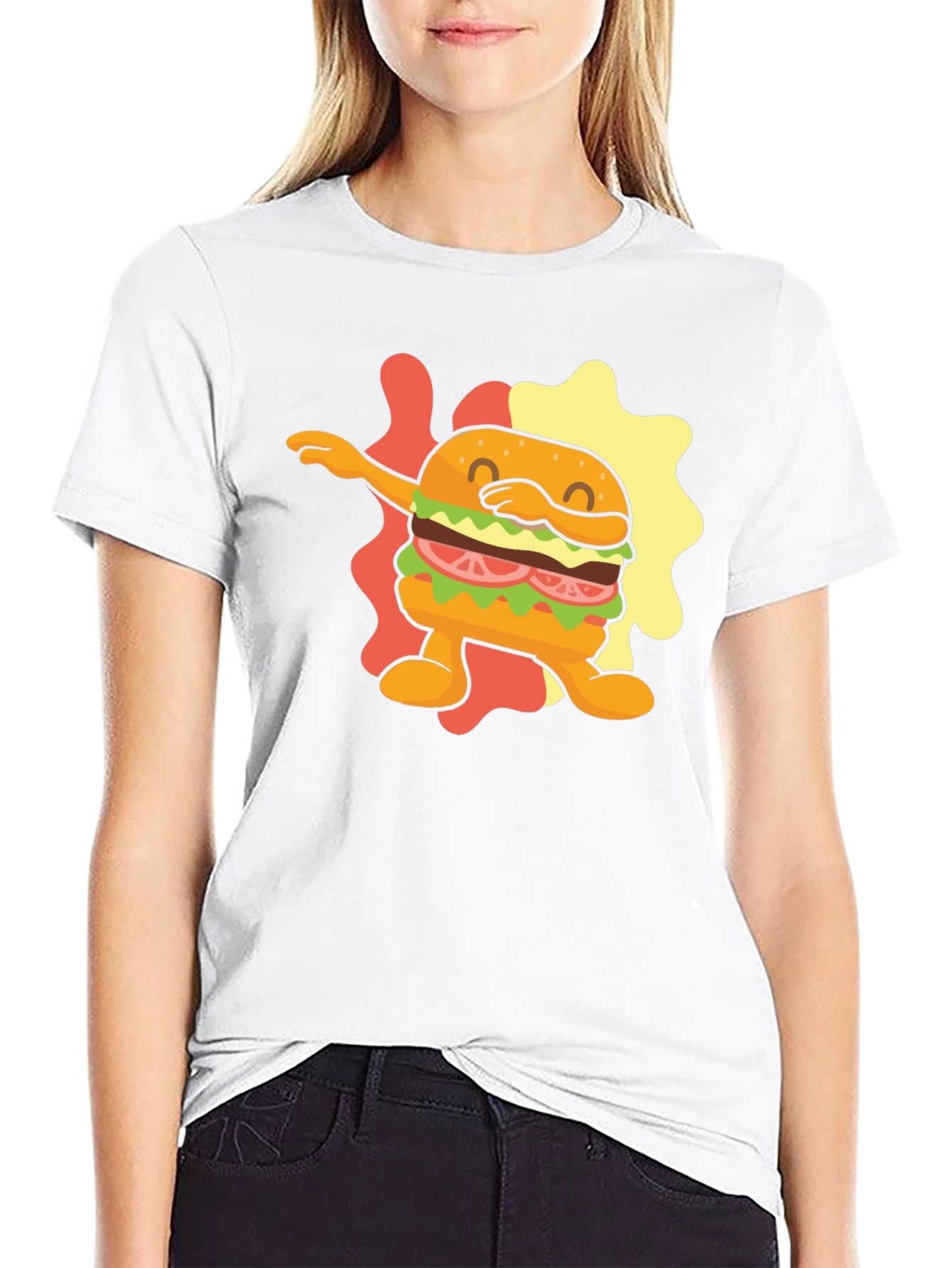 Dabbing Burger Graphic Tee - Novelty Food T-Shirt