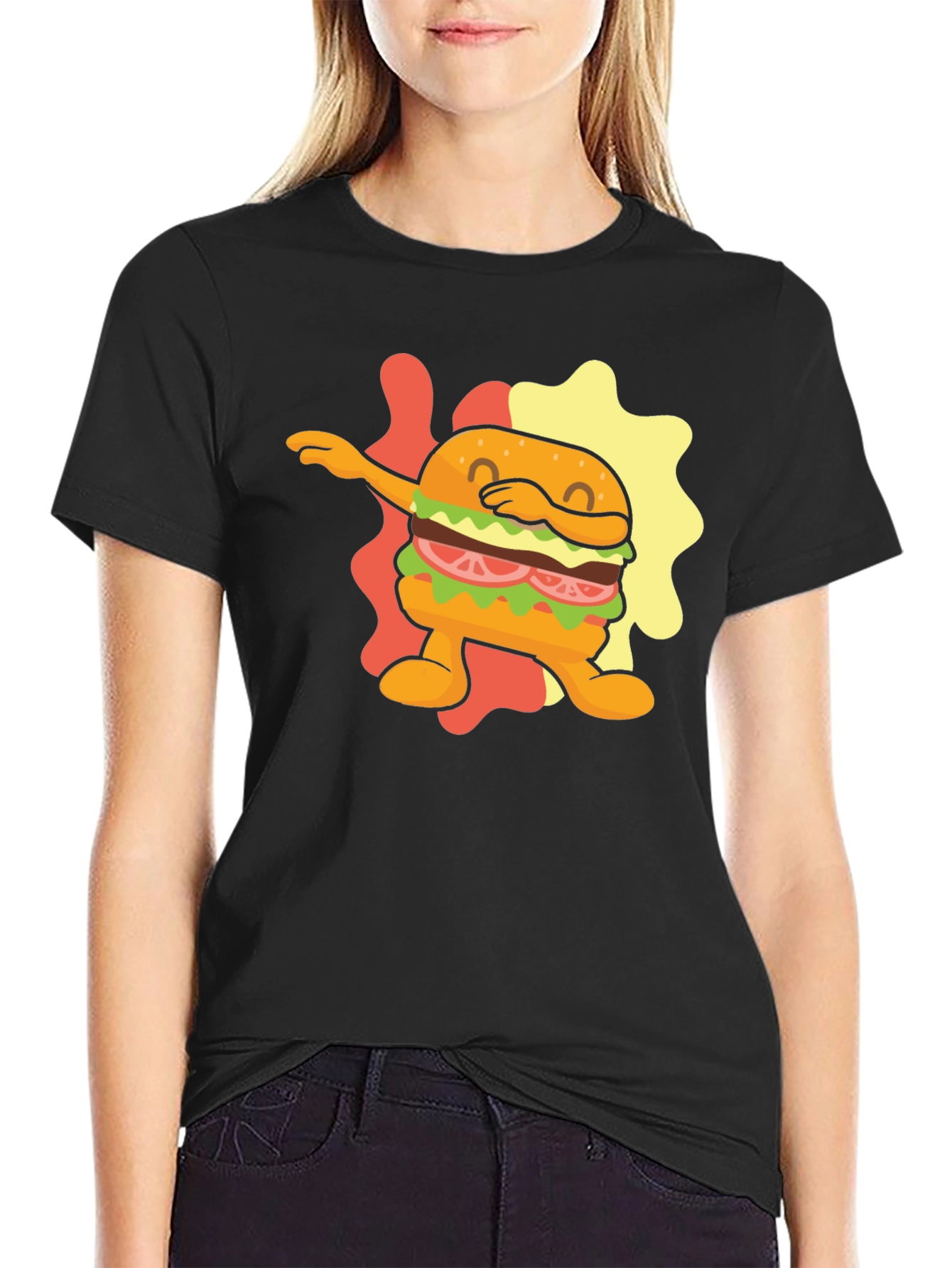 Dabbing Burger Graphic Tee - Novelty Food T-Shirt