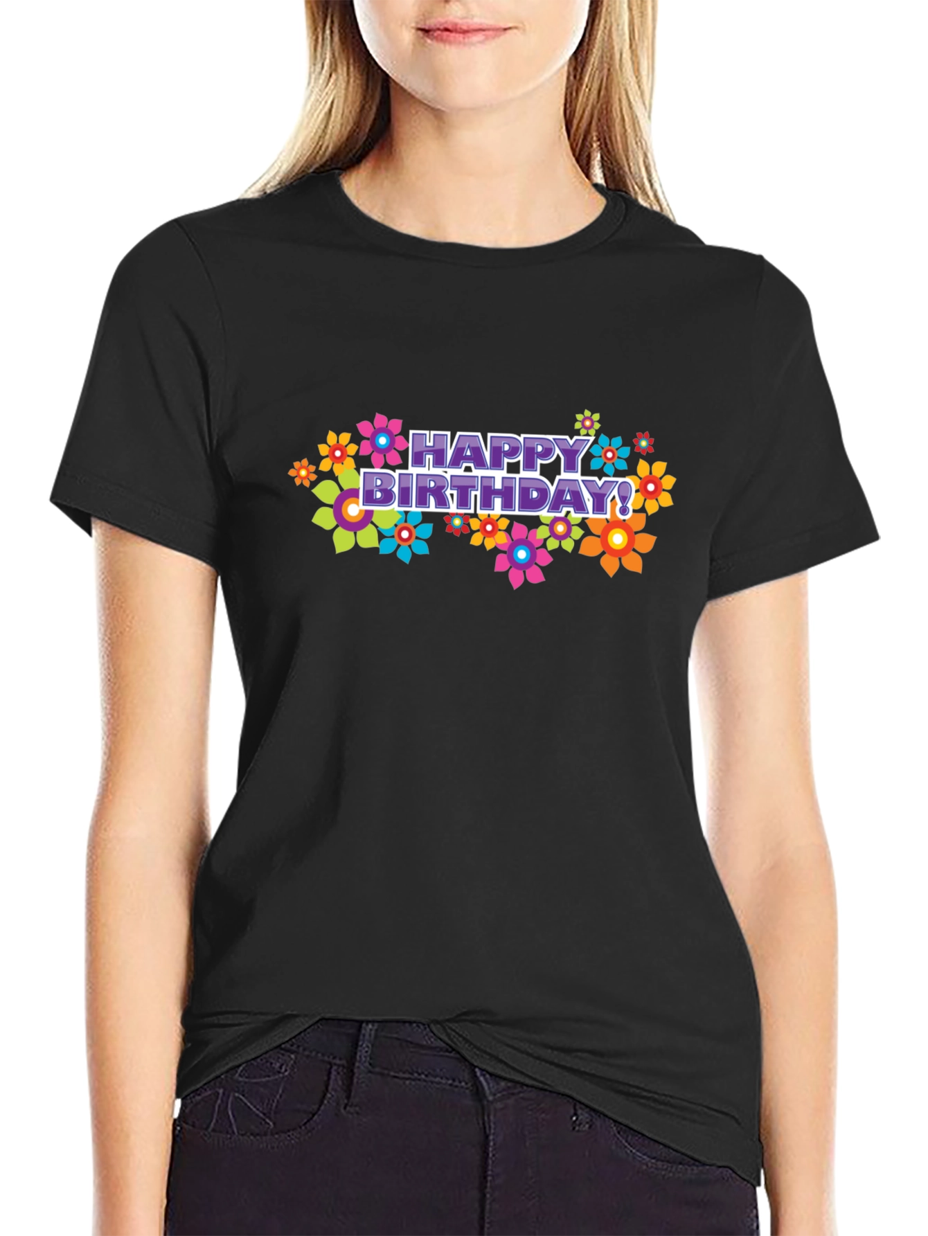 Happy Birthday Floral Graphic T-Shirt