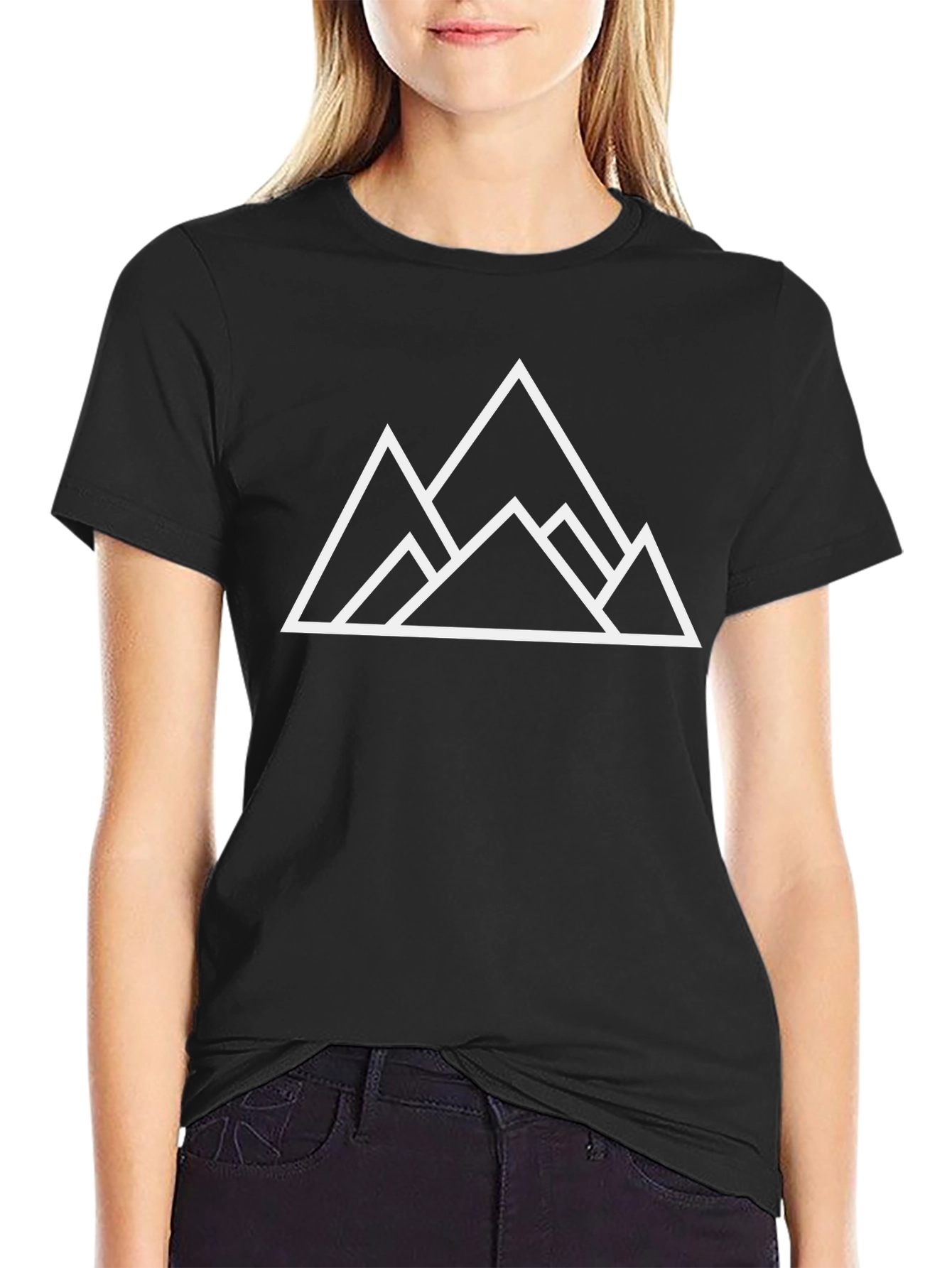 Minimalist Mountain Graphic Tee - Black