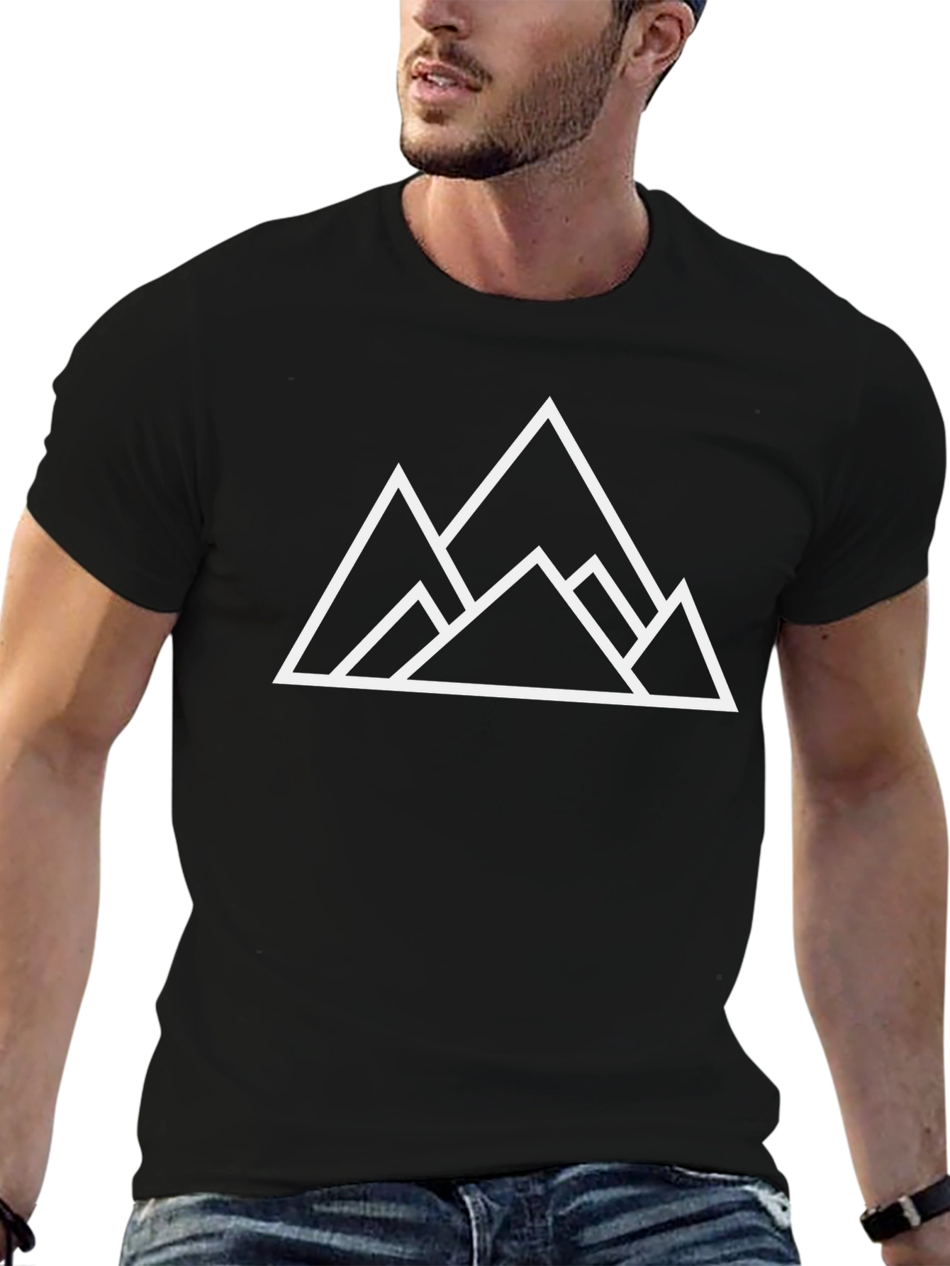 Minimalist Mountain Graphic Tee - Black