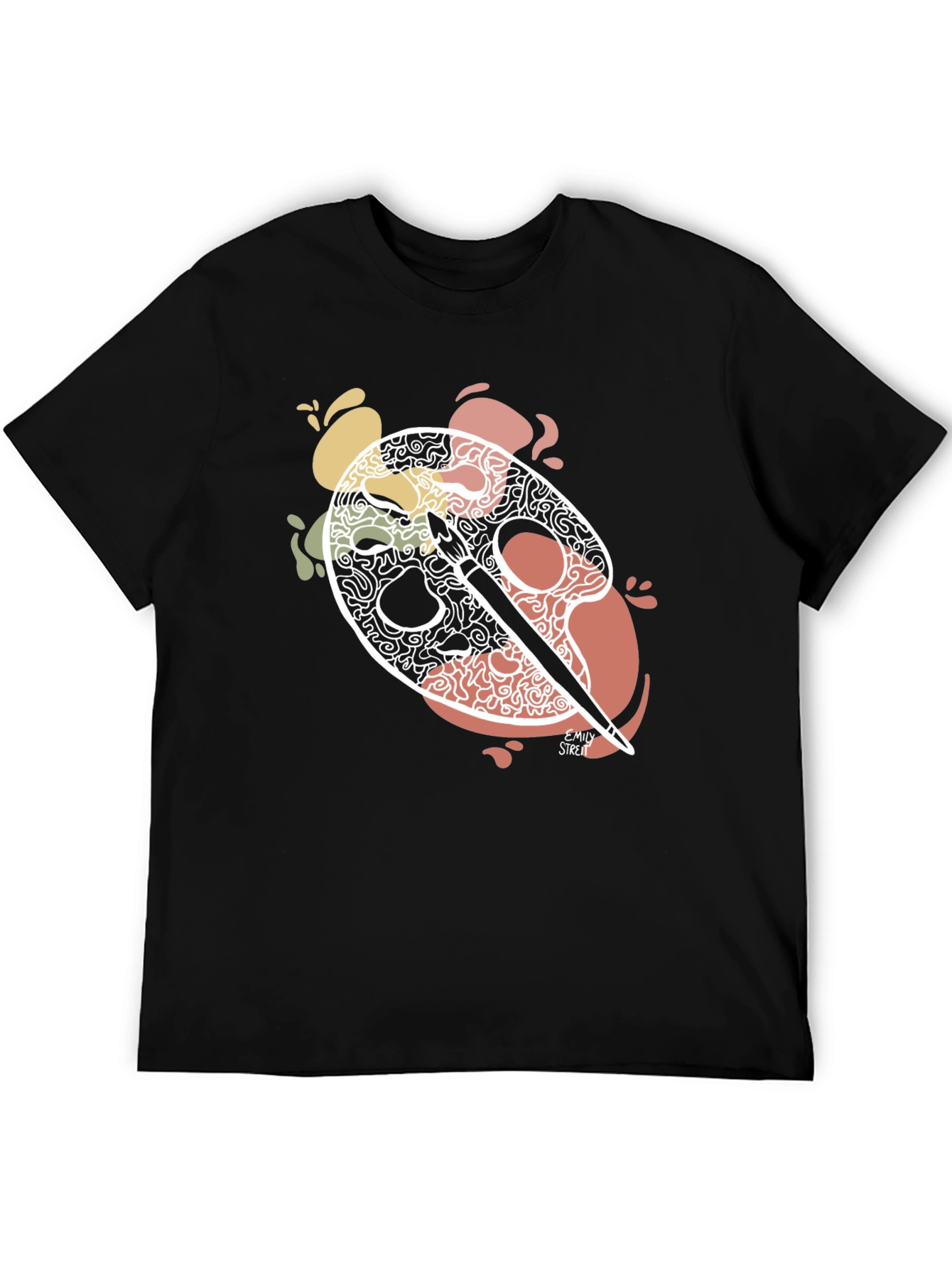 Artists Palette Graphic Tee - Black Cotton T-Shirt