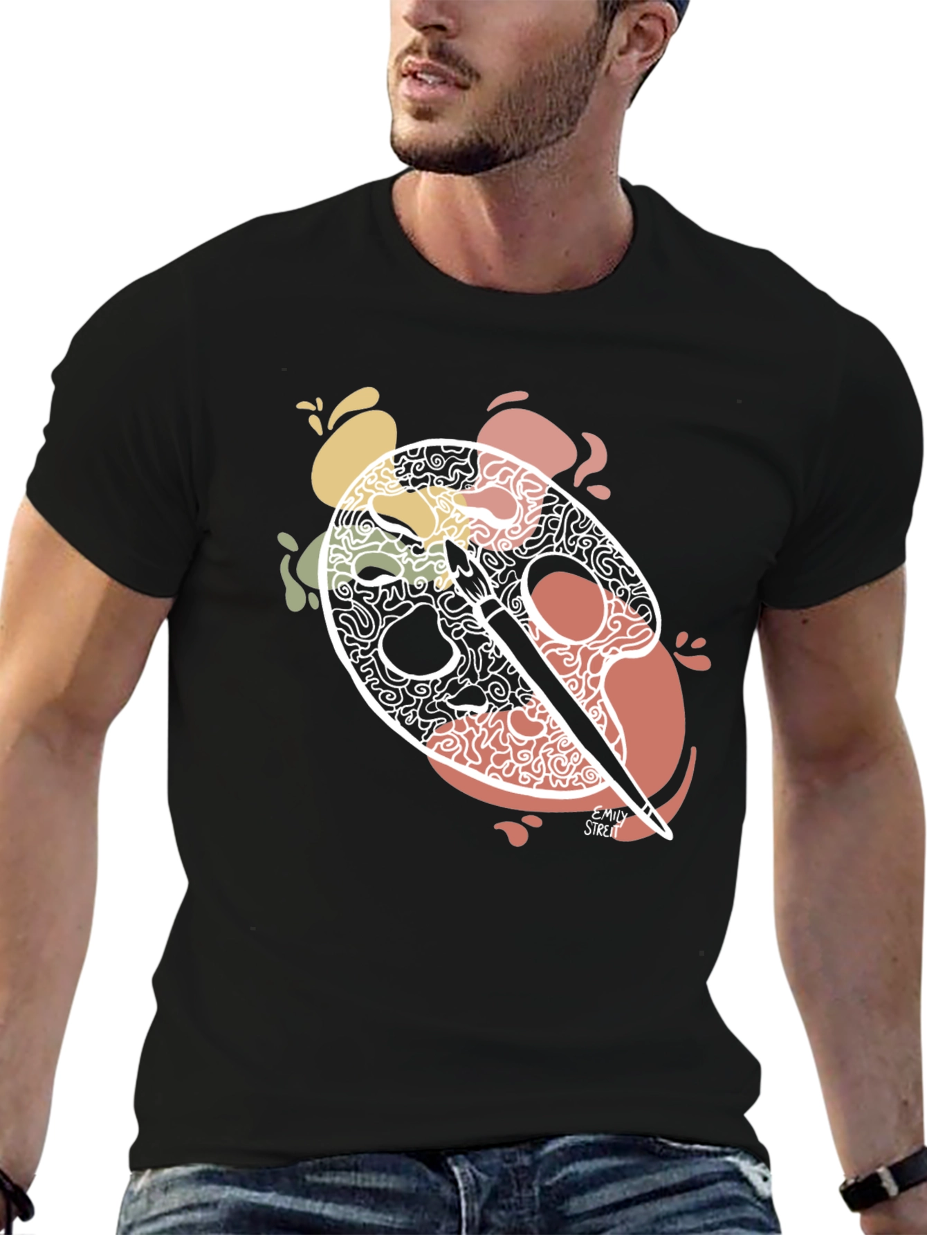 Artists Palette Graphic Tee - Black Cotton T-Shirt