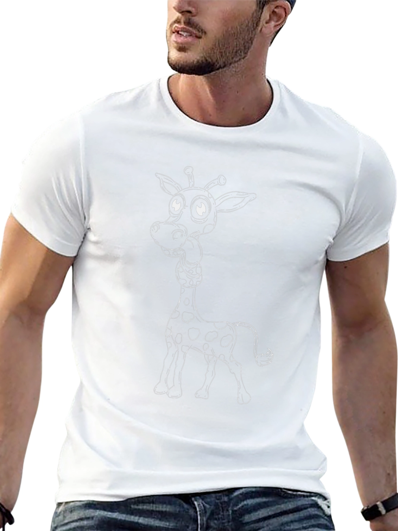 Giraffe Graphic Tee - Black Crew Neck T-Shirt