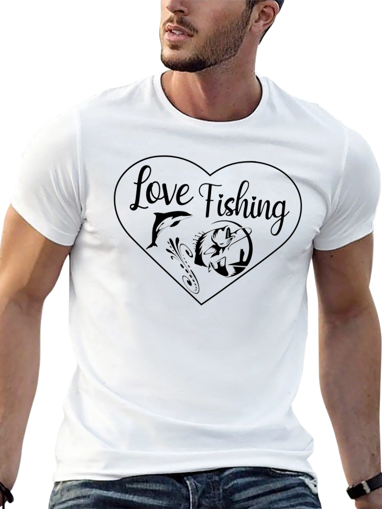 Love Fishing Black T-Shirt for Men