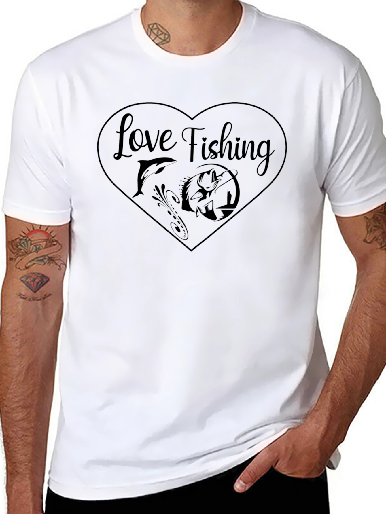 Love Fishing Black T-Shirt for Men