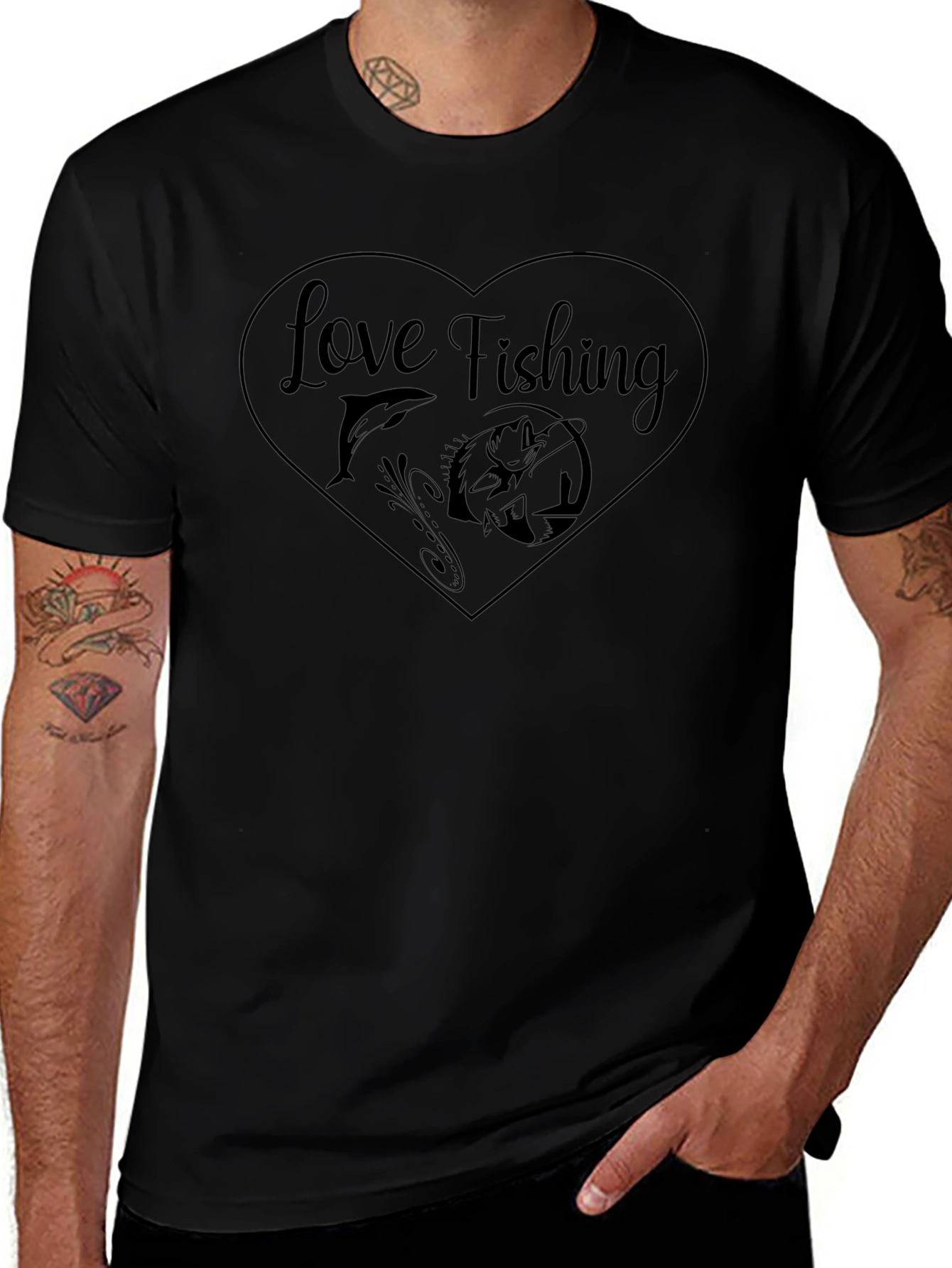 Love Fishing Black T-Shirt for Men