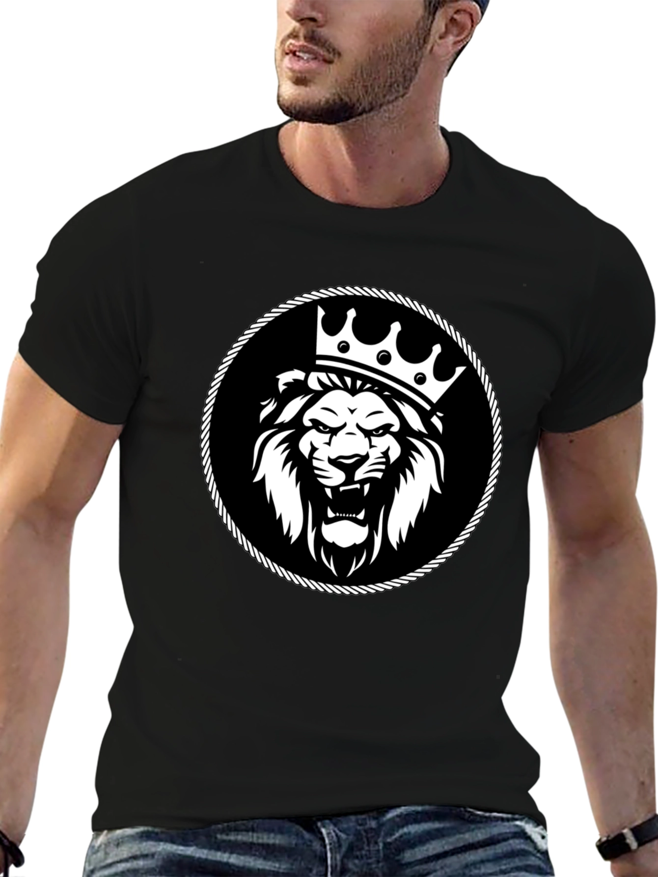 King Lion Graphic Tee - Black Cotton T-Shirt