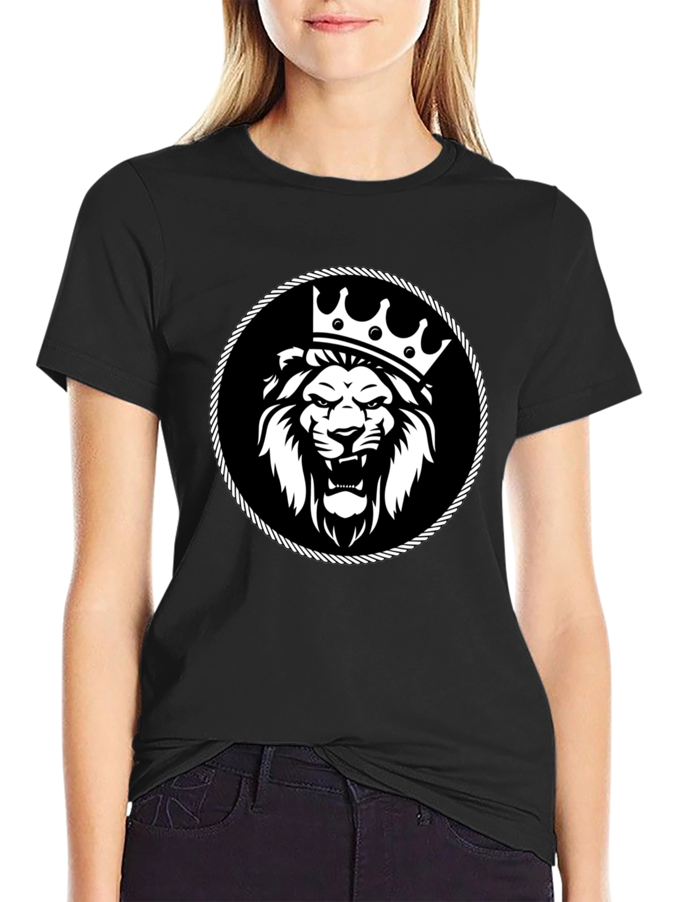 King Lion Graphic Tee - Black Cotton T-Shirt