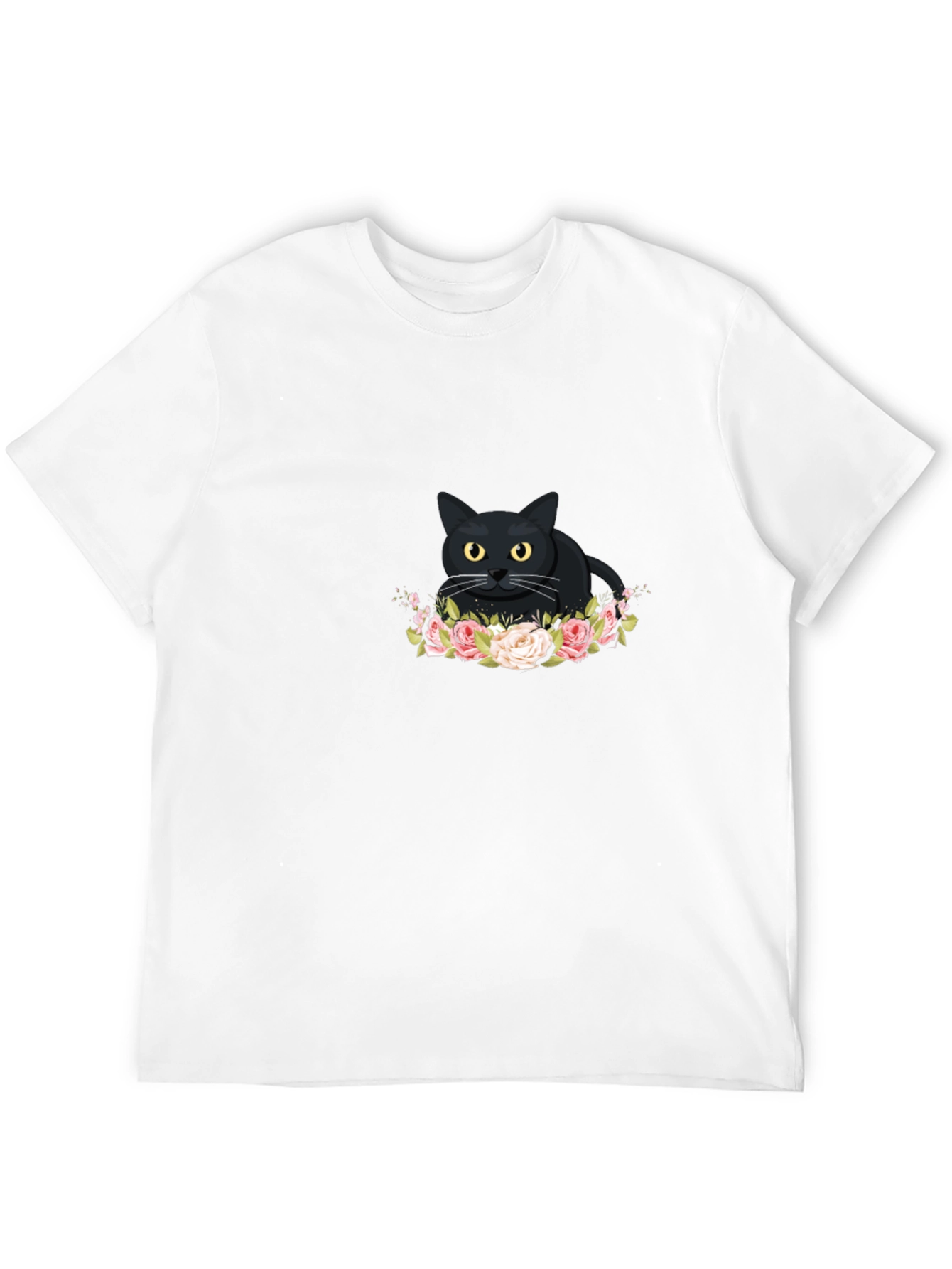 Black Cat Floral T-Shirt - Cute Graphic Tee
