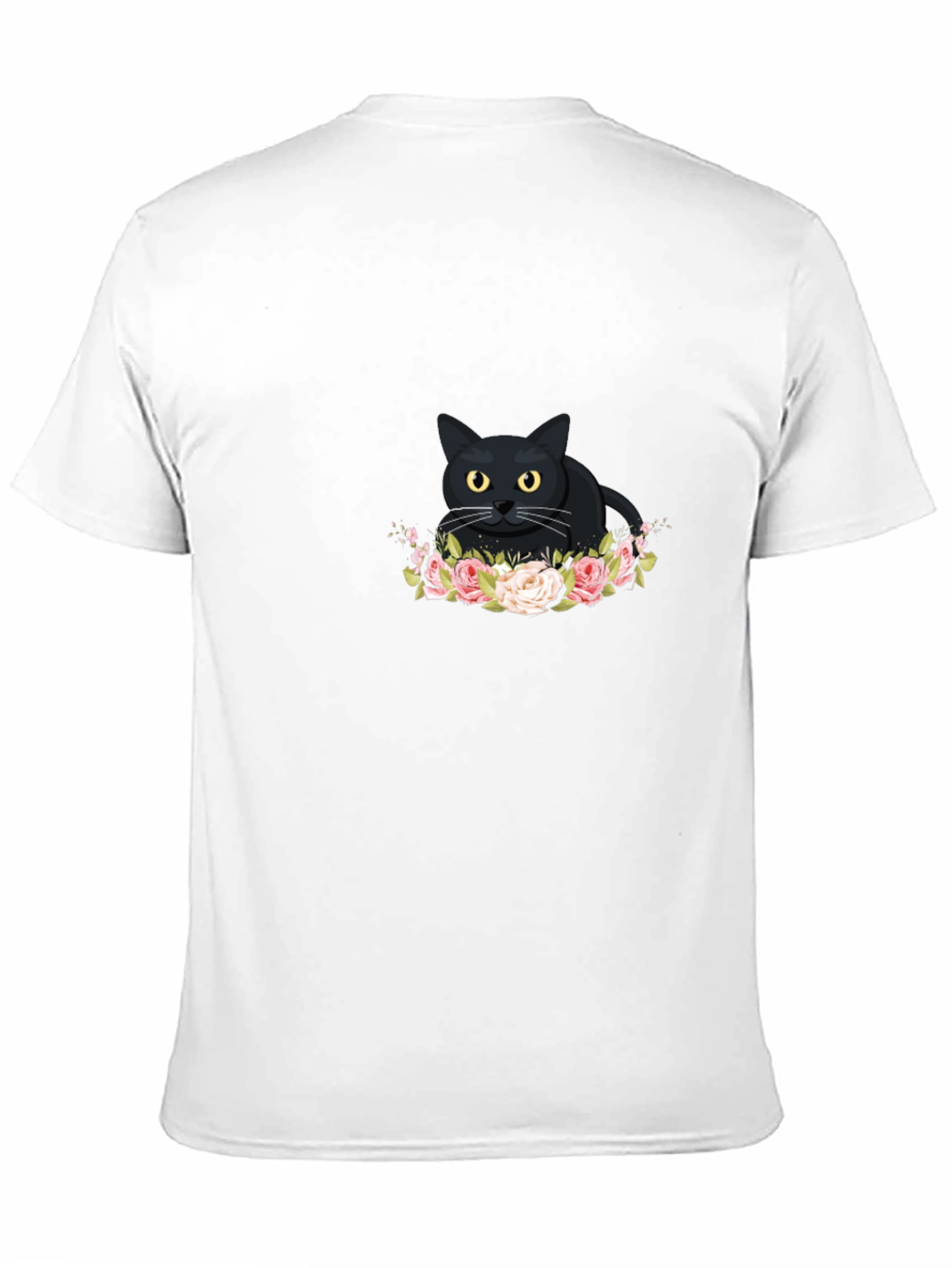 Black Cat Floral T-Shirt - Cute Graphic Tee