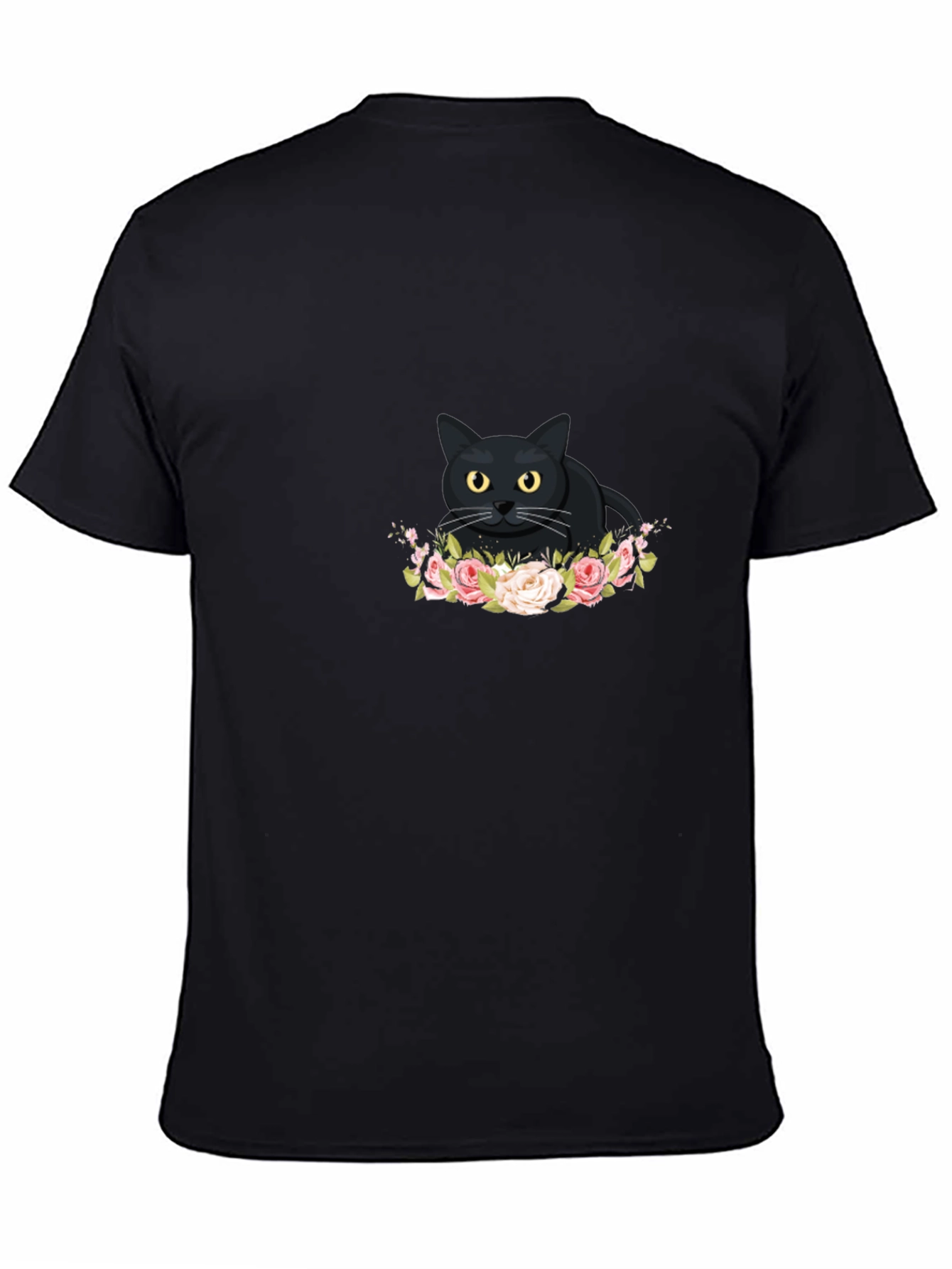 Black Cat Floral T-Shirt - Cute Graphic Tee