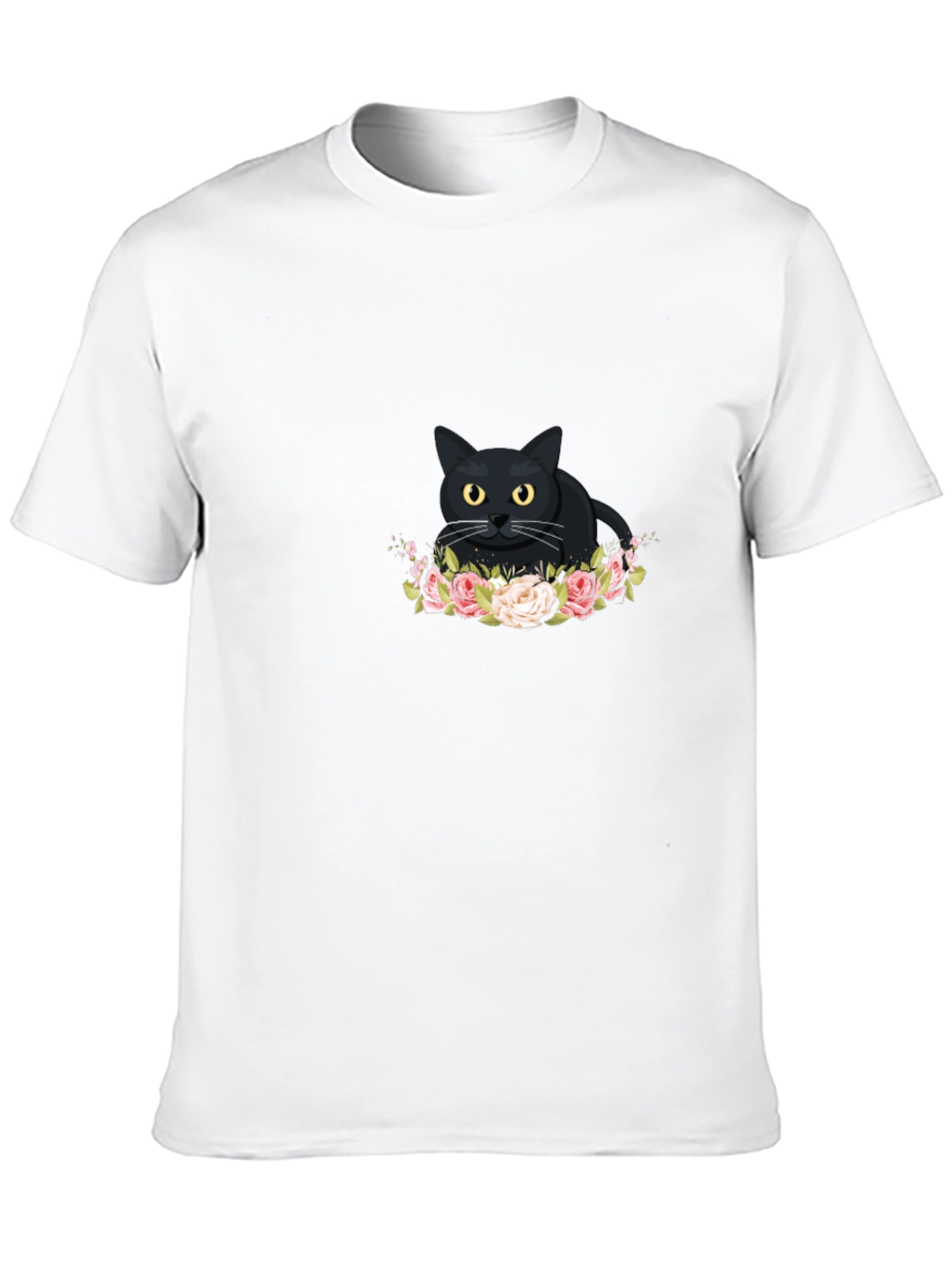 Black Cat Floral T-Shirt - Cute Graphic Tee