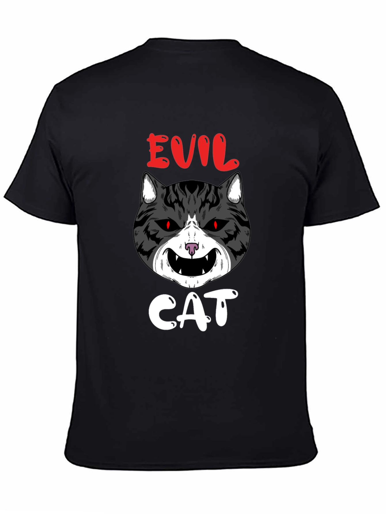 Evil Cat Graphic T-Shirt - Black