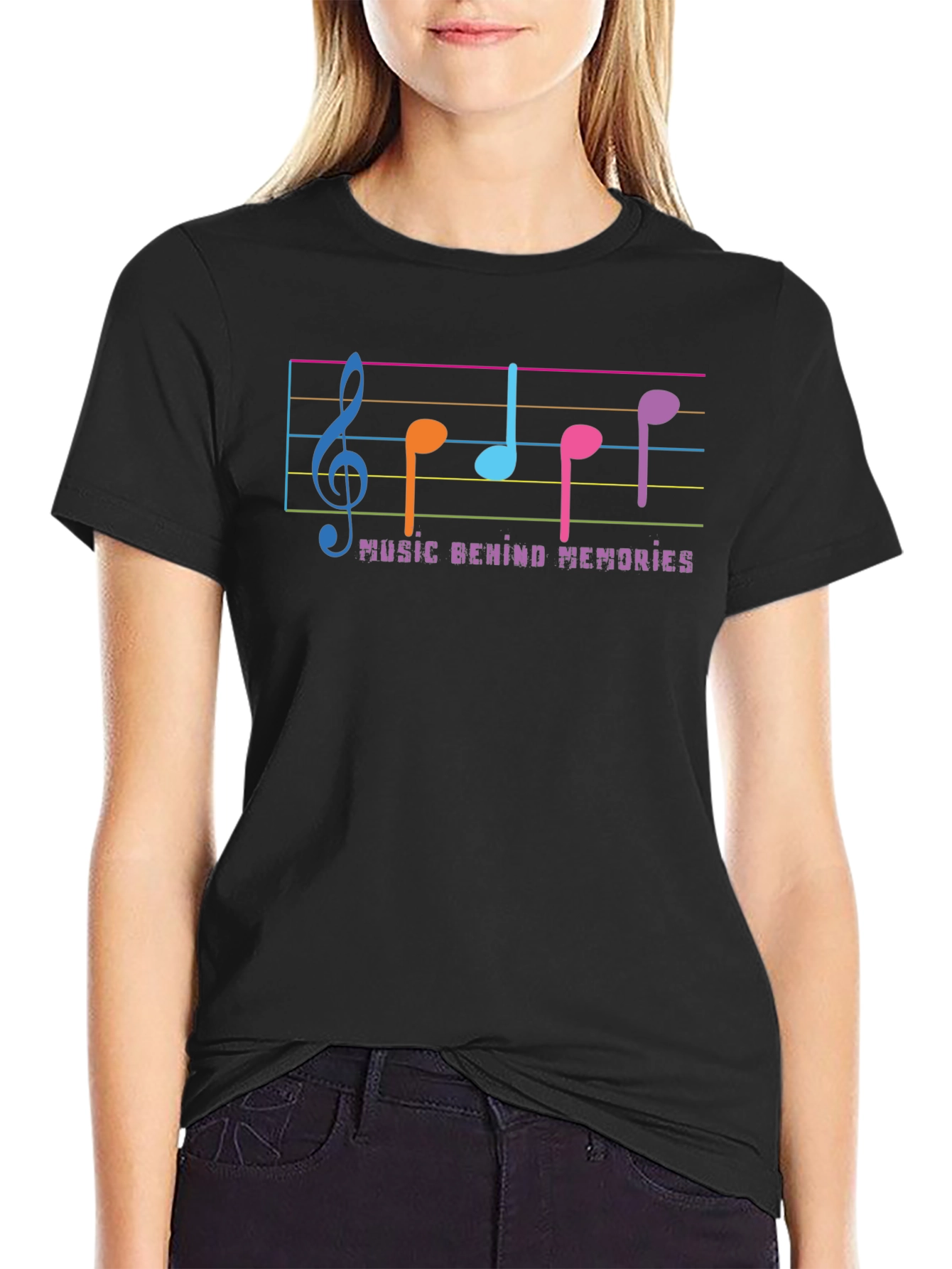 Music Behind Memories Black Graphic Tee