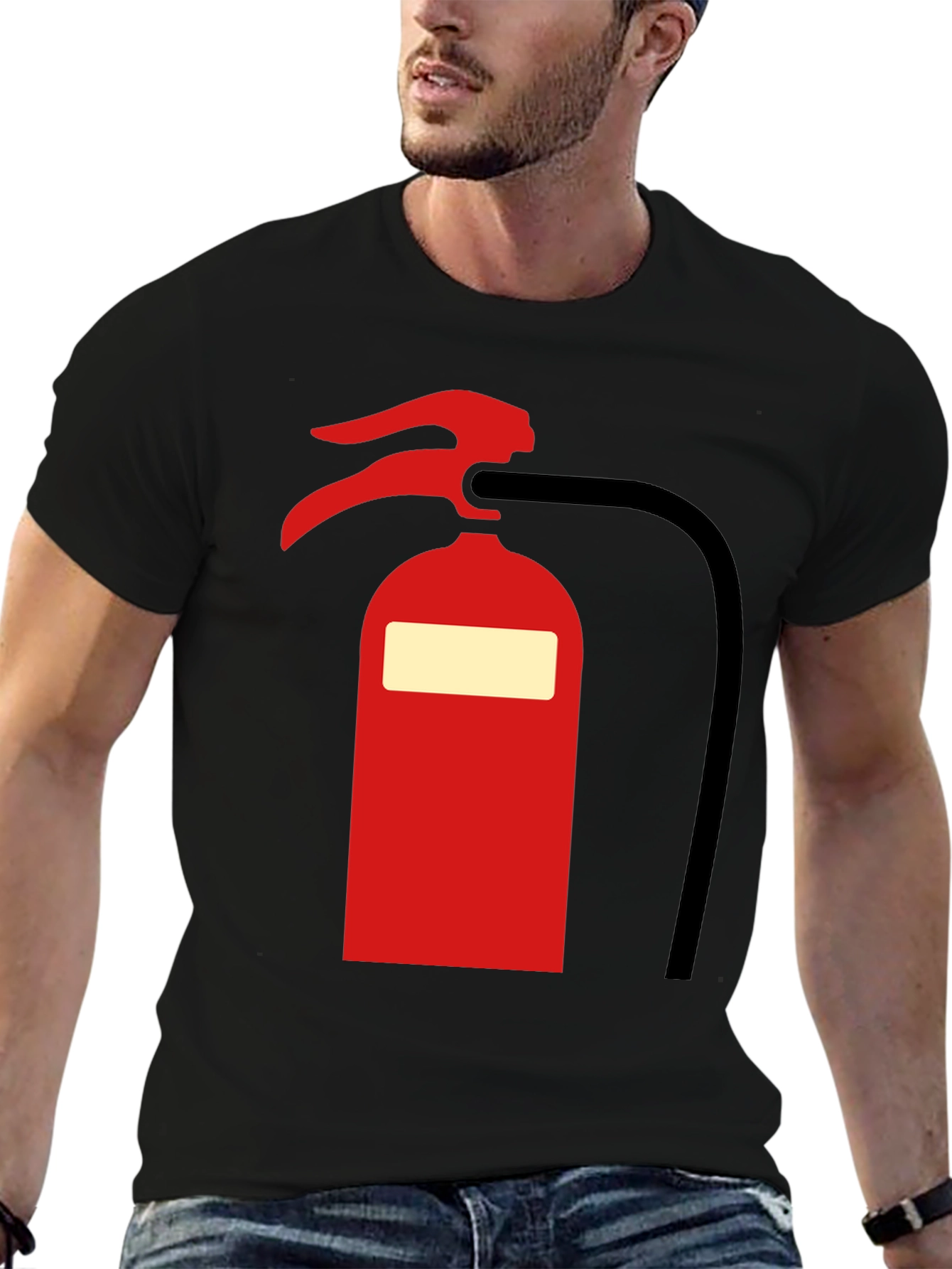 Fire Extinguisher Graphic Tee - Bold Black T-Shirt
