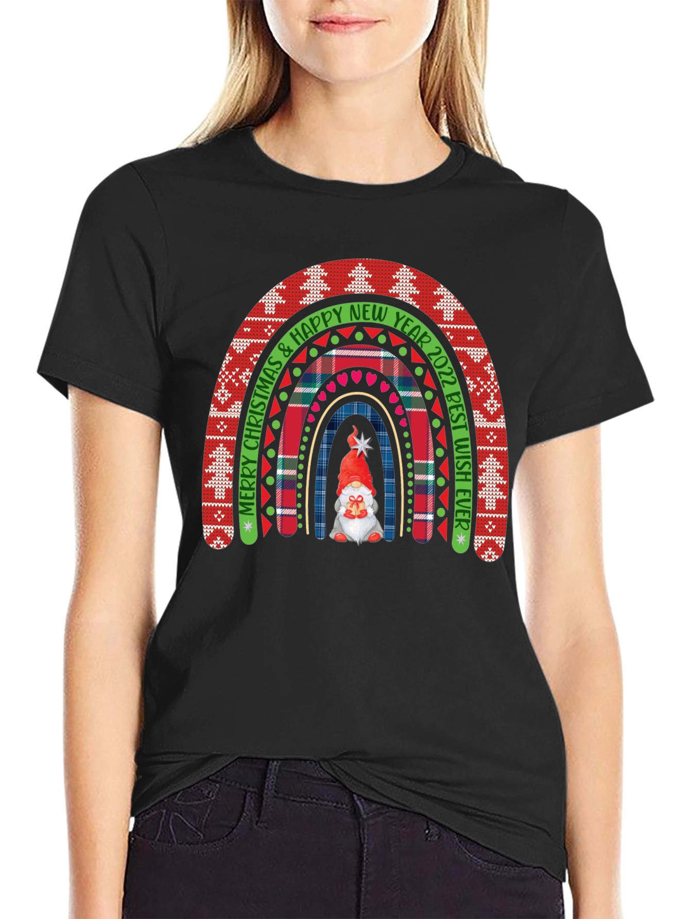 Festive Christmas Rainbow Gnome Tee