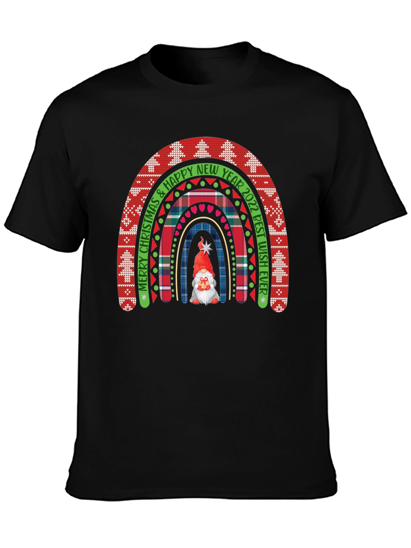 Festive Christmas Rainbow Gnome Tee