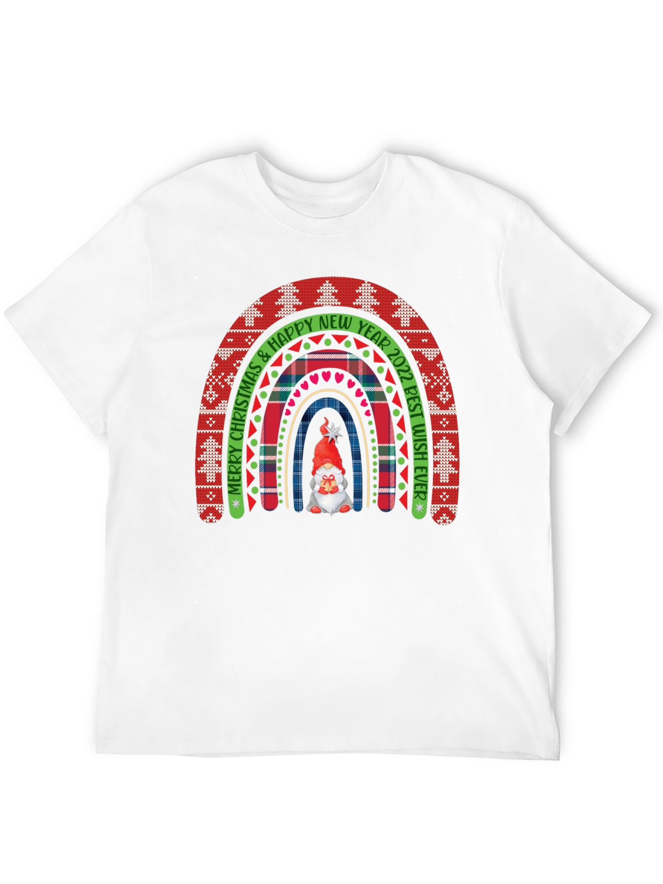 Festive Christmas Rainbow Gnome Tee