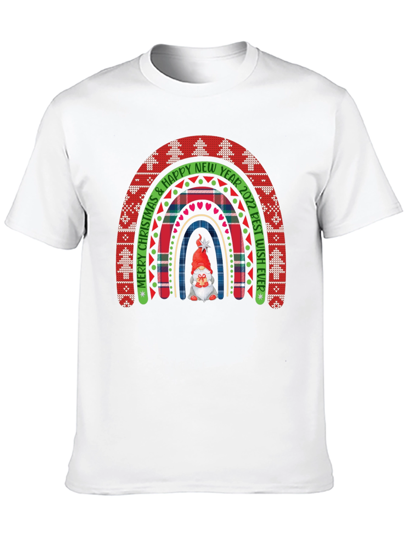 Festive Christmas Rainbow Gnome Tee