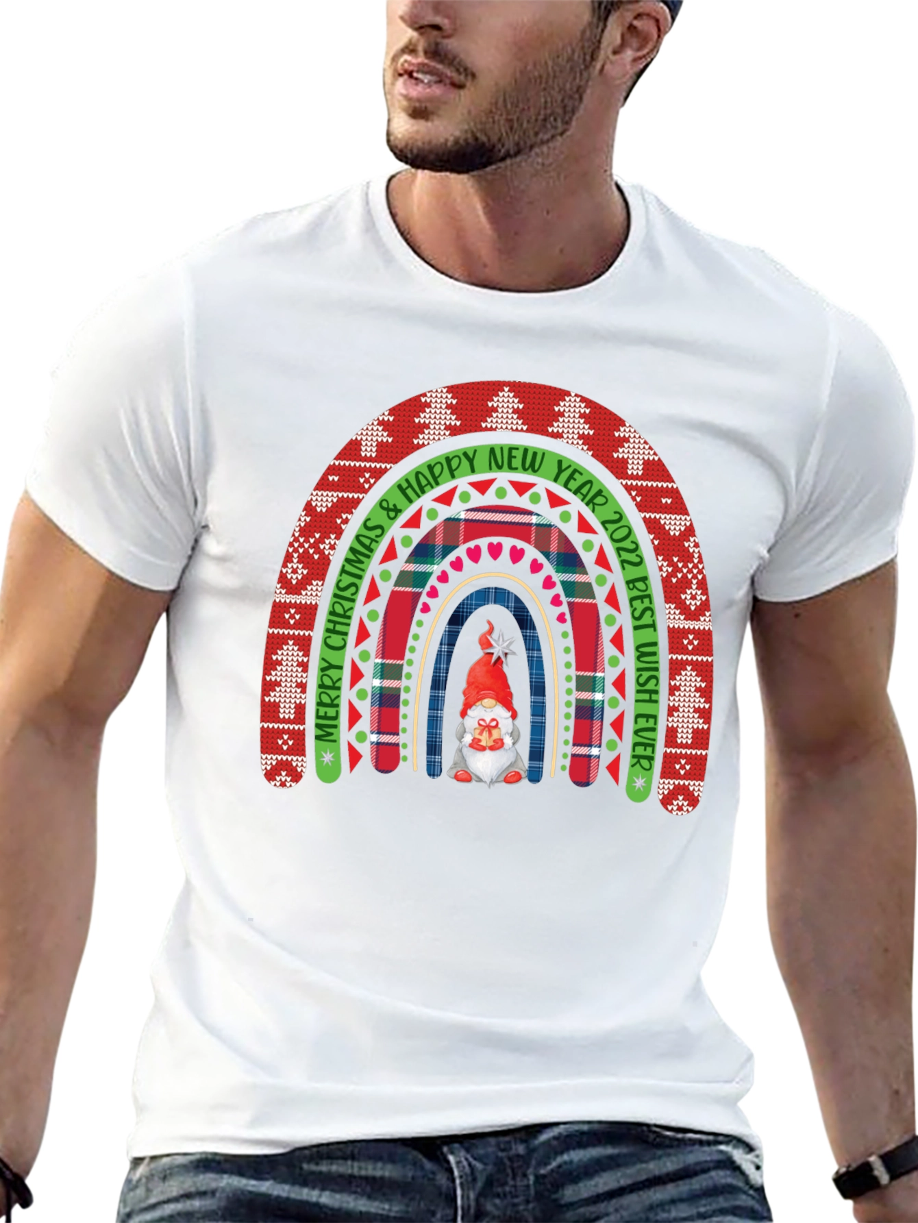 Festive Christmas Rainbow Gnome Tee