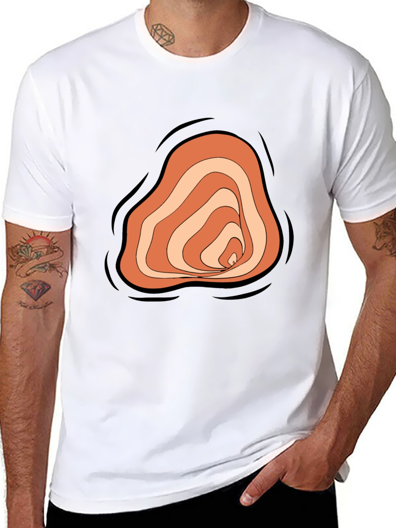 Abstract Swirl Graphic Tee - Mens Black Casual Shirt
