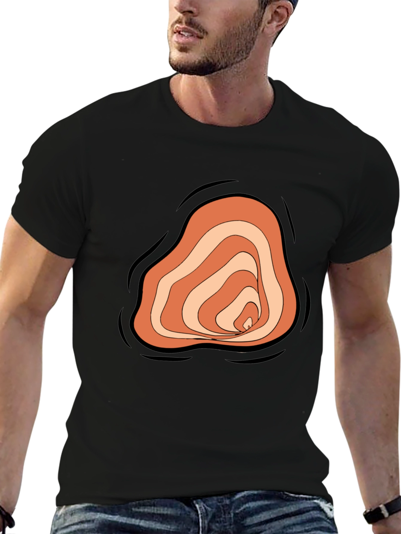 Abstract Swirl Graphic Tee - Mens Black Casual Shirt